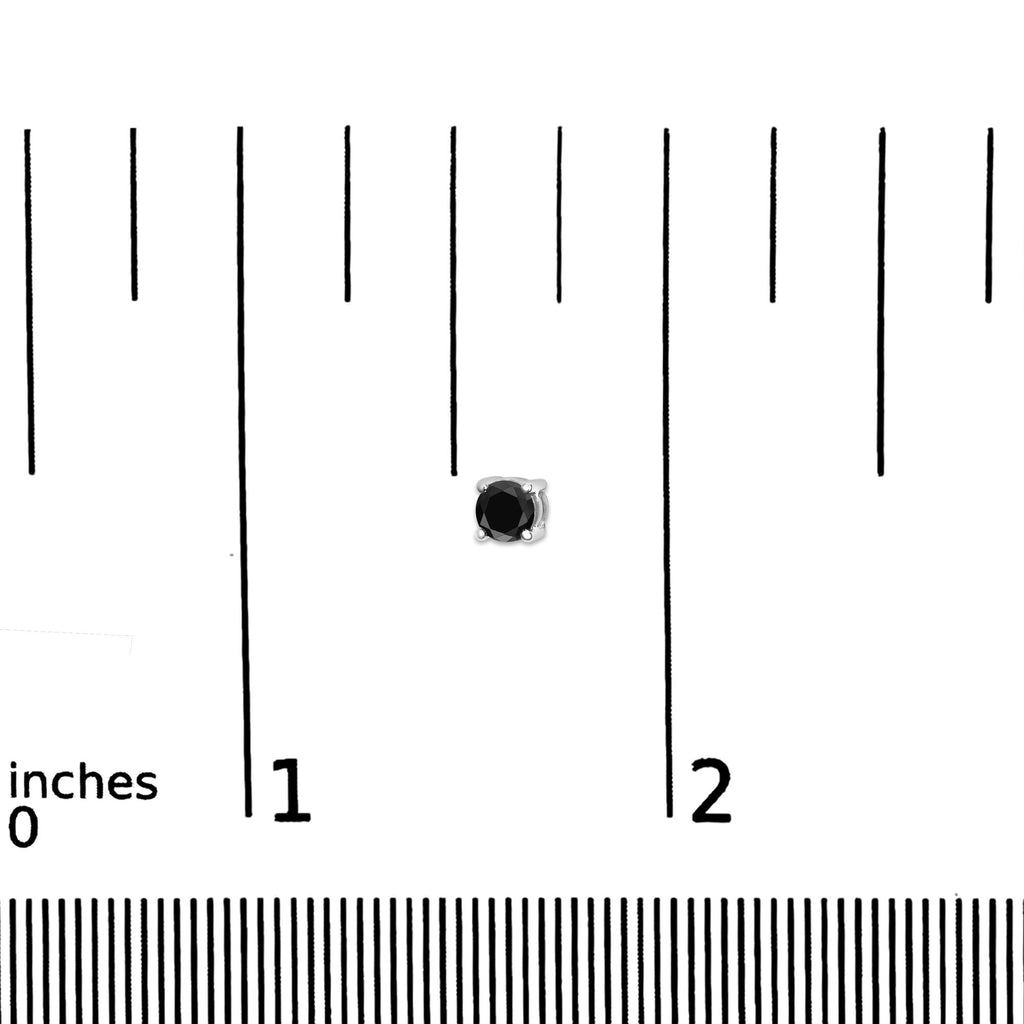 Pendientes solitarios de diamante negro en plata de ley 925 (color negro, claridad I2-I3) - Friggin Jewelry