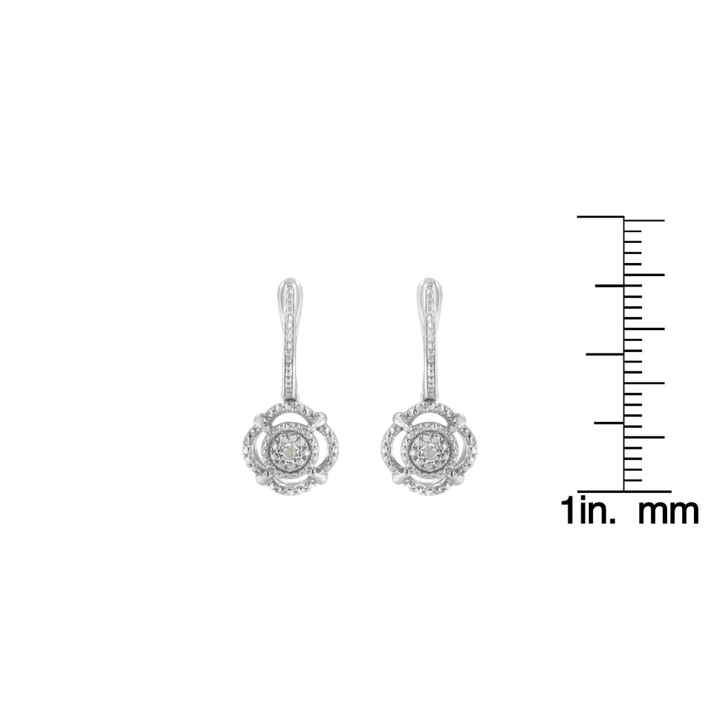 Pendientes colgantes de plata de ley 925 con detalles de diamantes engastados milagros (color IJ, claridad I3) - Friggin Jewelry