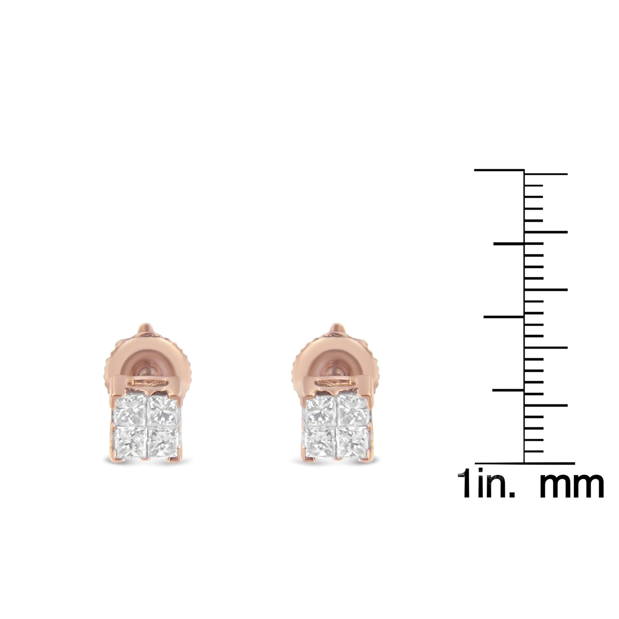 10KT Gold Princess Diamond Stud Earring (1/4 cttw, J-K Color, I1-I2 Clarity) - Friggin Jewelry
