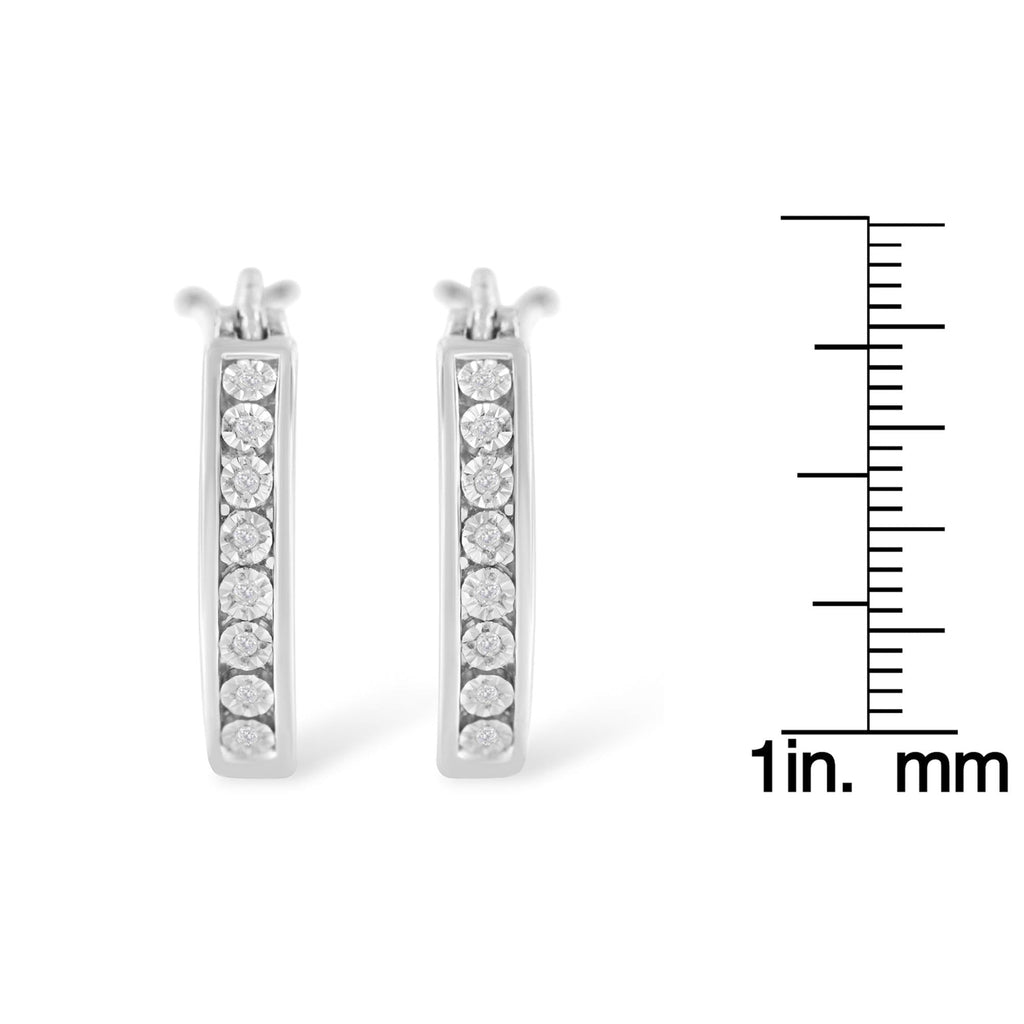 Orecchini a cerchio in argento sterling 925 con diamanti incastonati a canale (colore IJ, purezza I3) - Friggin Jewelry