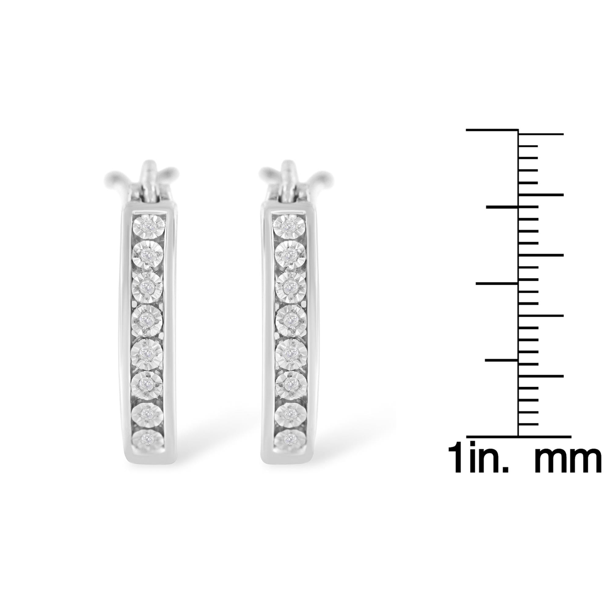 Orecchini a cerchio in argento sterling 925 con diamanti incastonati a canale (colore IJ, purezza I3) - Friggin Jewelry