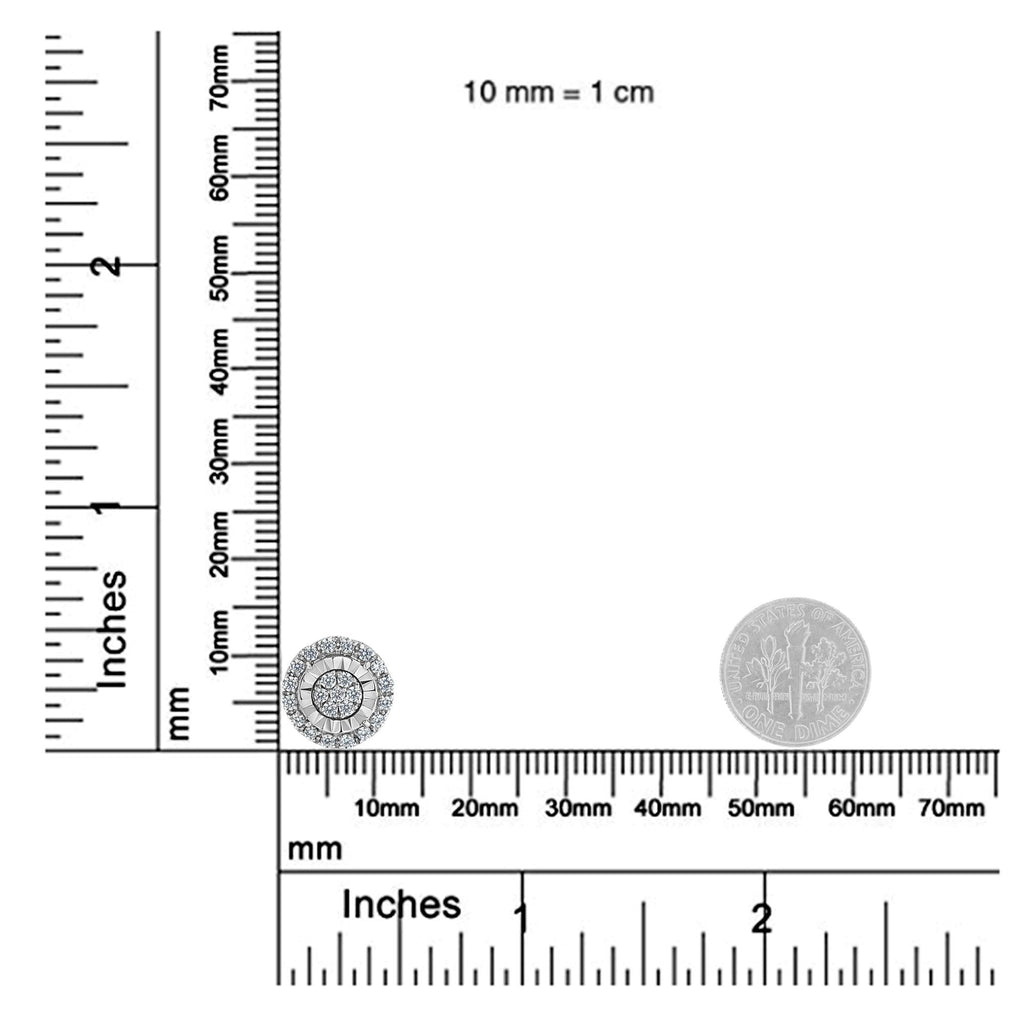 Pendientes de plata de ley con diamantes en racimo (1 ctw, color IJ, claridad I2-I3) - Friggin Jewelry