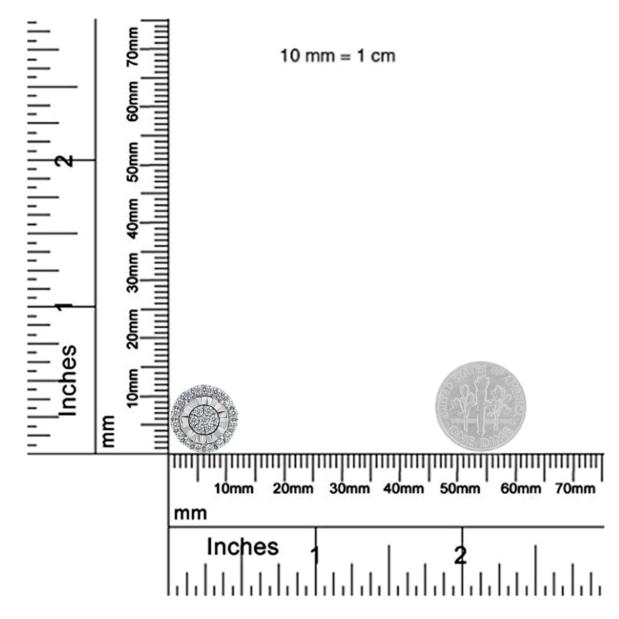 Pendientes de plata de ley con diamantes en racimo (1 ctw, color IJ, claridad I2-I3) - Friggin Jewelry