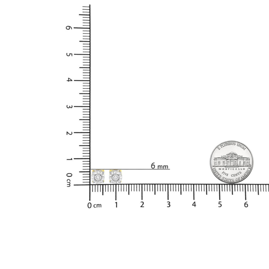 Orecchini a bottone in argento sterling placcato oro giallo 10K con diamanti incastonati Miracle da 1/2 carati (colore JK, purezza I2-I3) - Friggin Jewelry