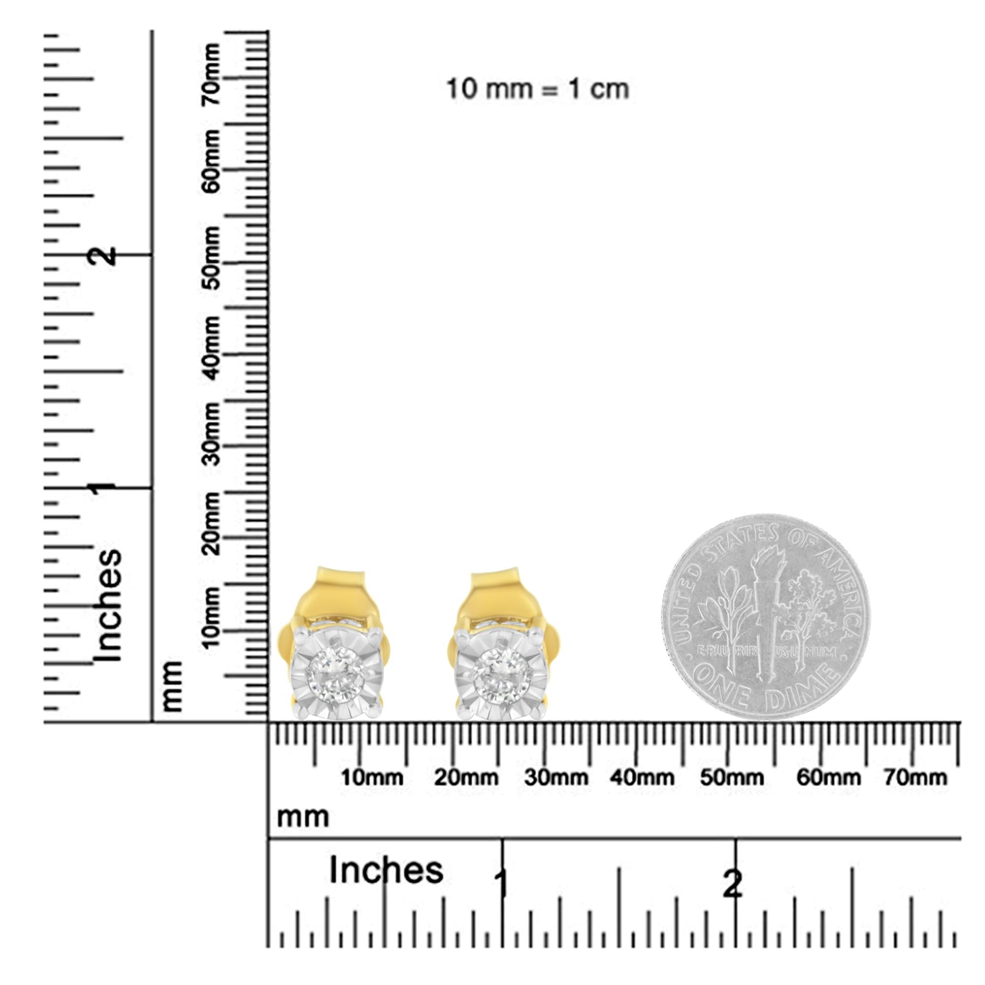 Pendiente de botón con diamantes en plata de ley bañada en amarillo (1/4 ct, color IJ, claridad I2-I3) - Friggin Jewelry