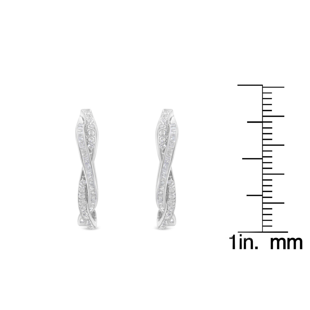 Orecchini a cerchio in argento sterling con diamanti (0,75 carati, colore IJ, purezza I2-I3) - Friggin Jewelry