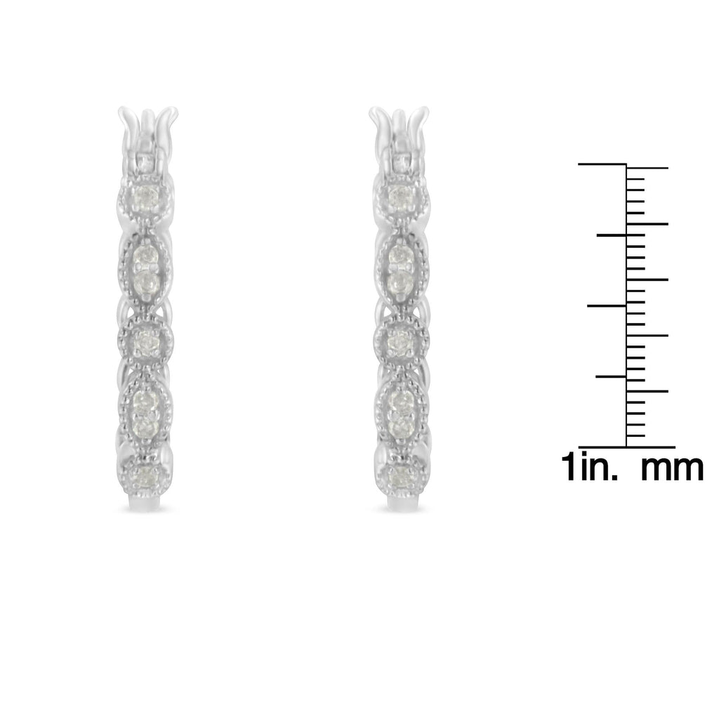 Aro de plata de ley 925 con diamantes milgrain de 1/6 ct (color IJ, claridad I3) - Friggin Jewelry