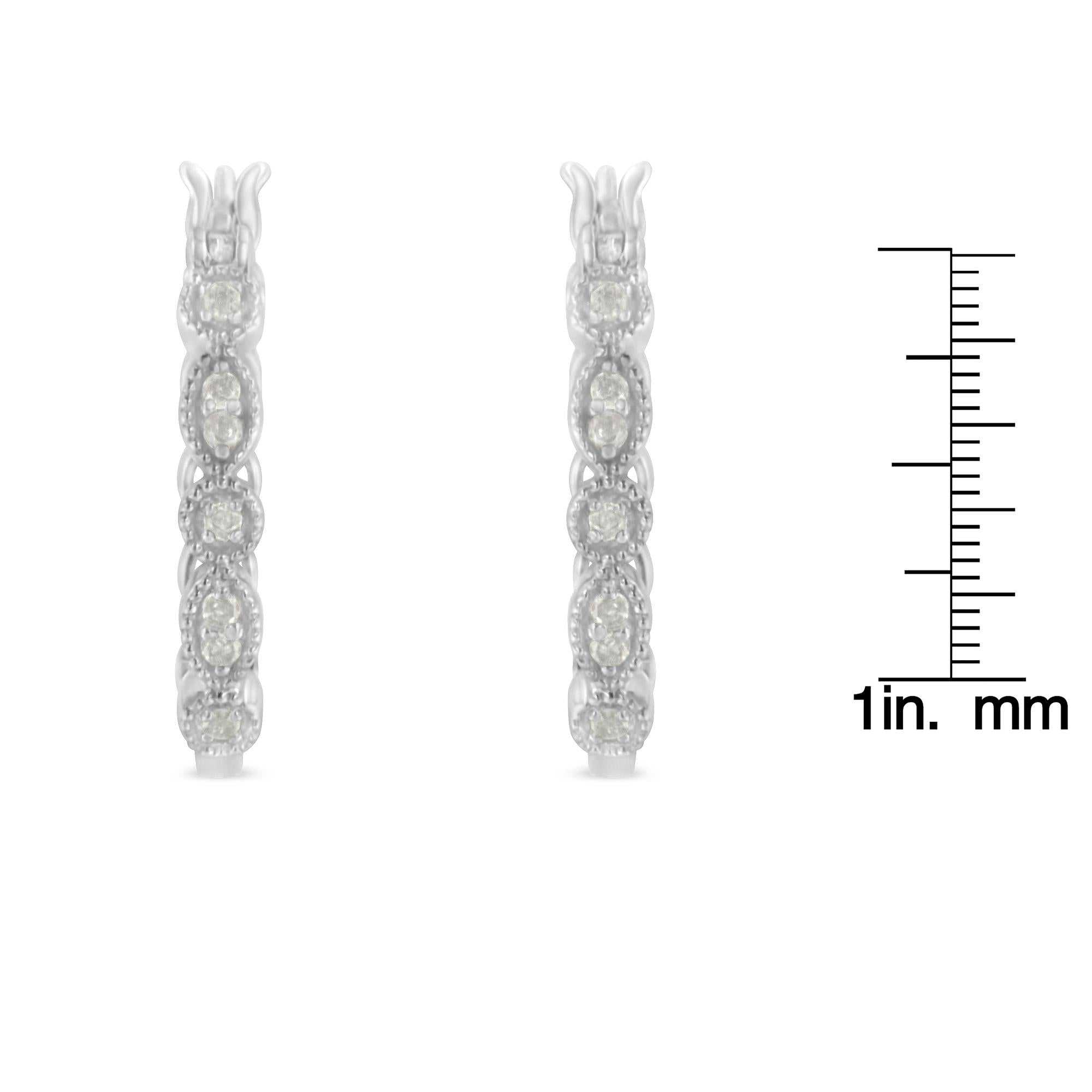 Aro de plata de ley 925 con diamantes milgrain de 1/6 ct (color IJ, claridad I3) - Friggin Jewelry