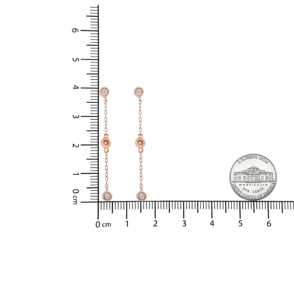 Pendiente colgante de plata de ley 925 bañado en oro rosa de 10 quilates con diamantes de 1/15 quilates (color IJ, claridad I3-Promo) - Friggin Jewelry
