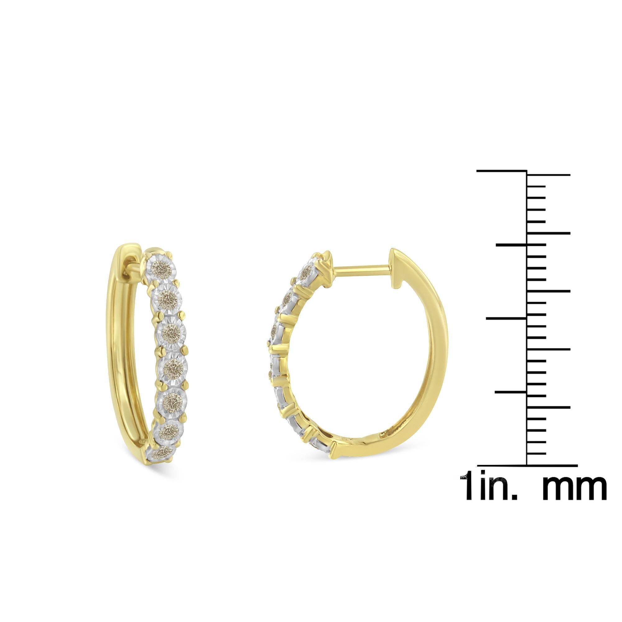 Orecchini a cerchio in oro bicolore 10 carati con diamanti (1/2 carati, colore JK, purezza I2-I3) - Friggin Jewelry