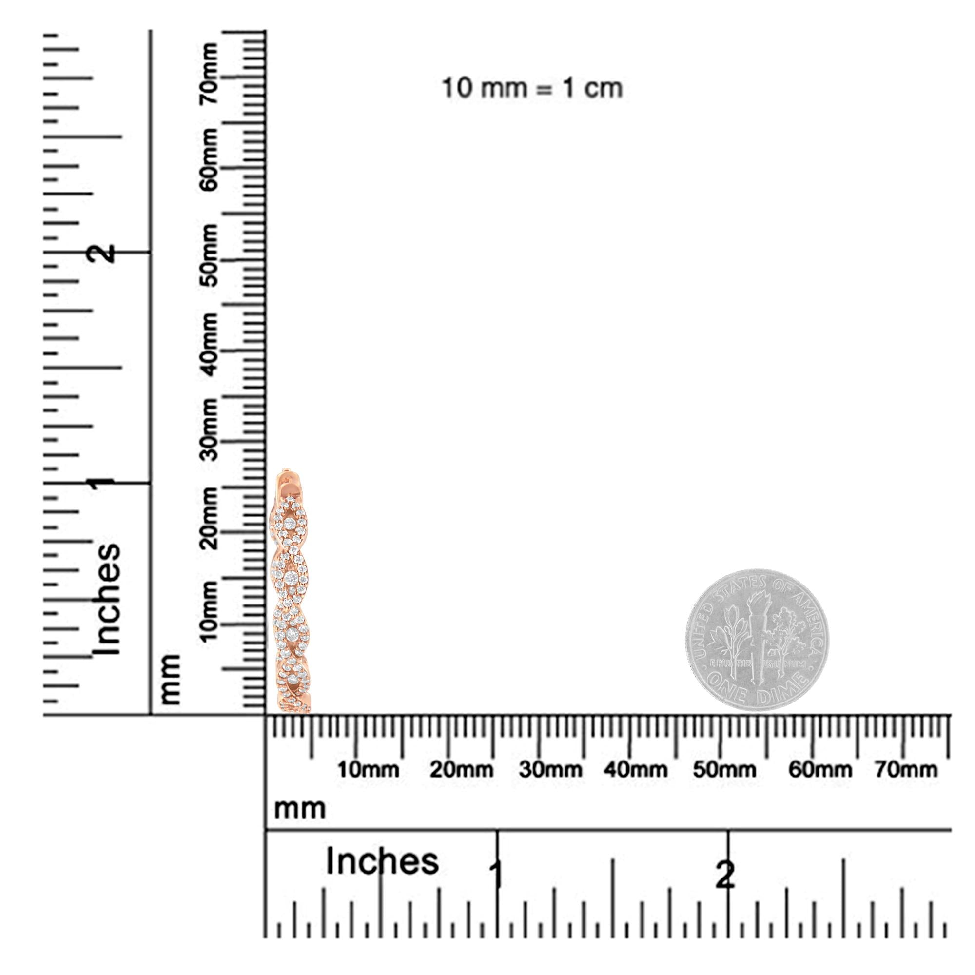 Orecchini a cerchio in oro rosa 10 carati con diamanti (1 carato, colore HI, purezza I1-I2) - Friggin Jewelry
