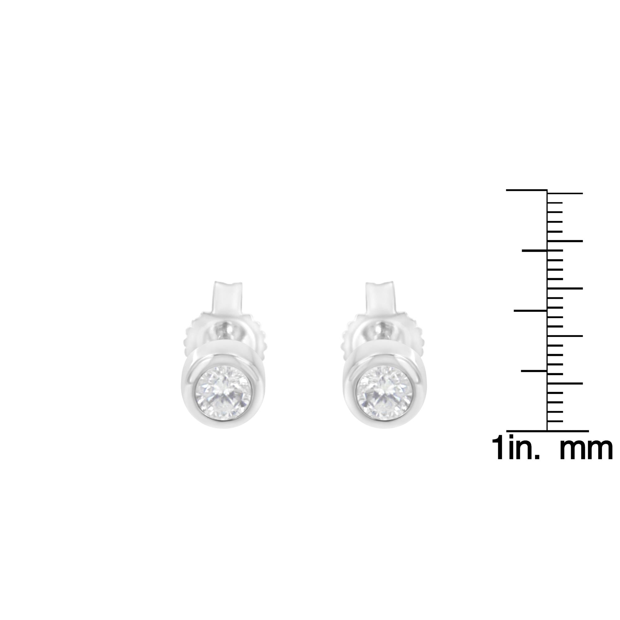 10K Gold 1/5 Cttw Round Brilliant-Cut Near Colorless Diamond Bezel-Set Stud Earrings (H-I Color, I1-I2 Clarity) - Friggin Jewelry
