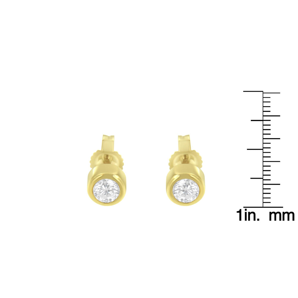 10K Gold 0.30 Cttw Round Brilliant-Cut Near Colorless Diamond Bezel-Set Stud Earrings (H-I Color, I1-I2 Clarity) - Friggin Jewelry
