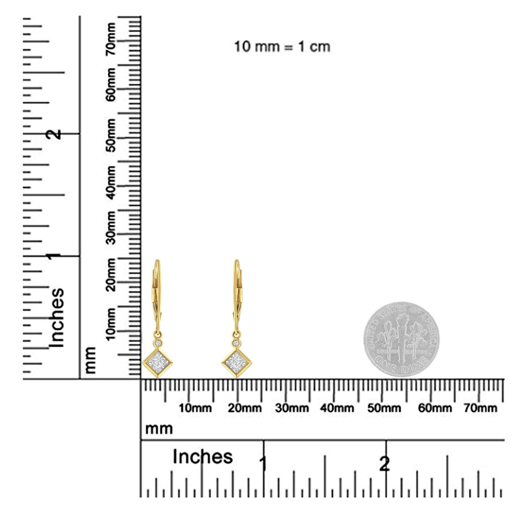 2 Micron 14K Yellow Gold Plating Diamond Dangle Earrings ( 1/3 cttw, J-K Color, I1-I2 Clarity) - Friggin Jewelry