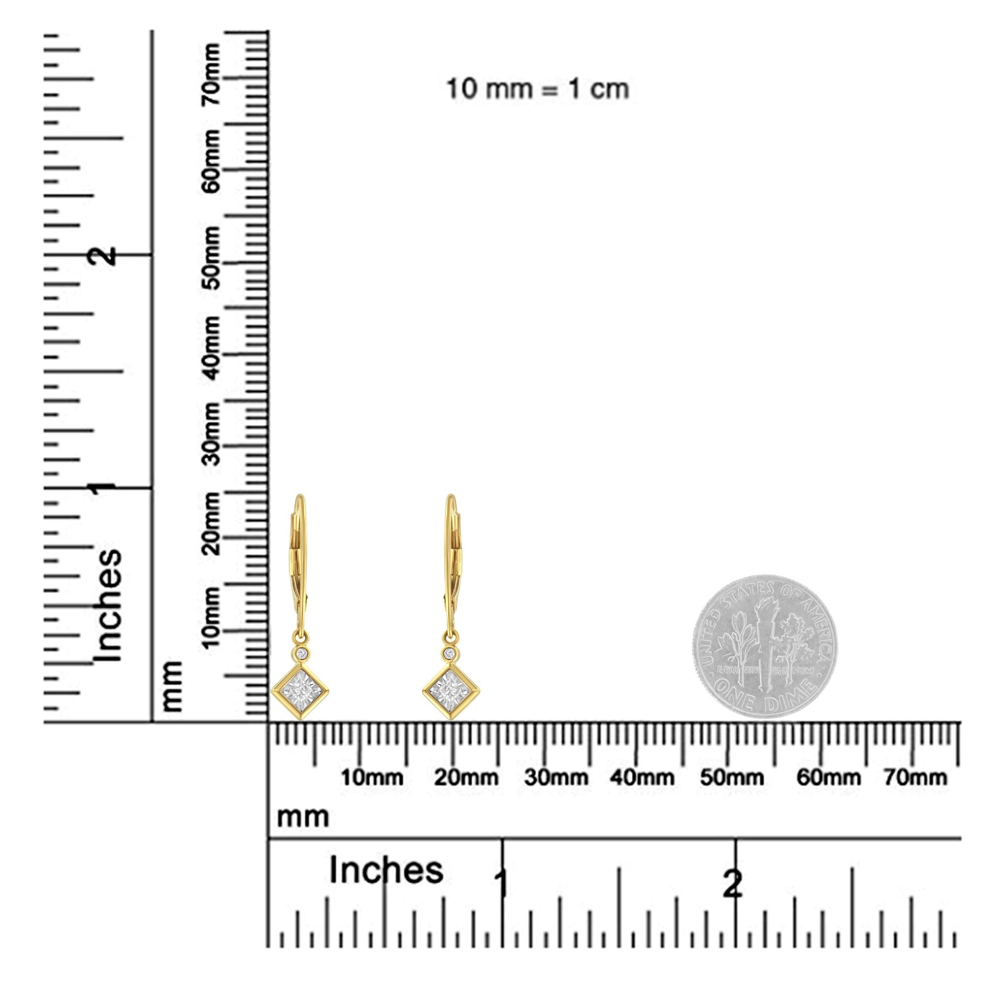 2 Micron 14K Yellow Gold Plating Diamond Dangle Earrings ( 1/3 cttw, J-K Color, I1-I2 Clarity) - Friggin Jewelry