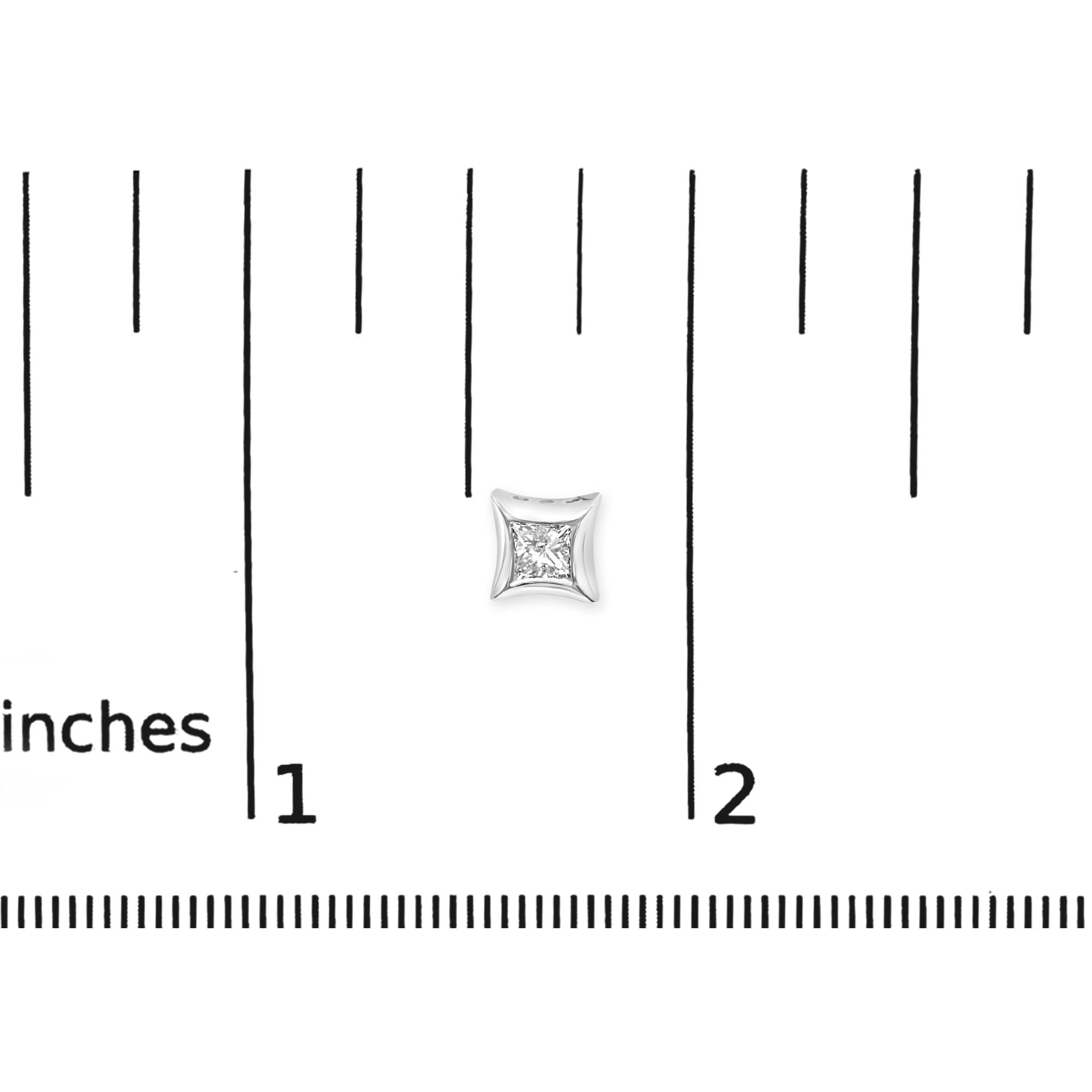 Orecchini a bottone in oro bianco 10 carati con diamanti taglio principessa incastonati in modo invisibile da 1/2 carati (colore HI, purezza SI2-I1) - Friggin Jewelry