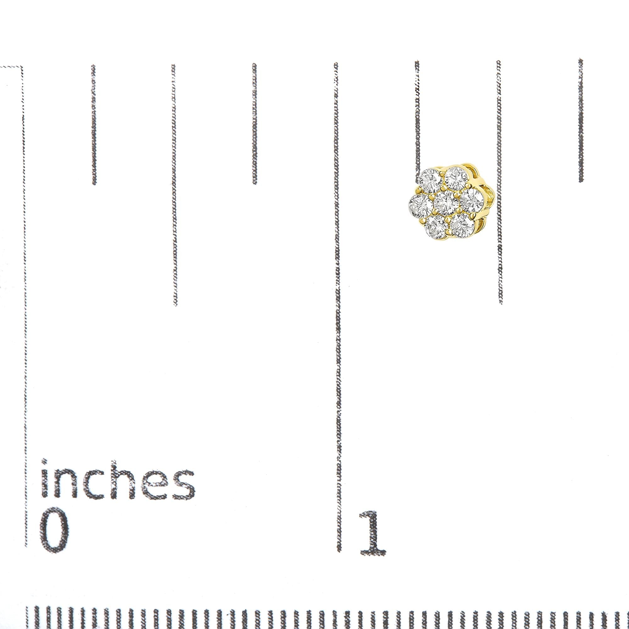 Aretes de oro blanco de 14 quilates con 7 diamantes redondos de talla brillante y cierre de rosca (IJ, SI2-I1) - Friggin Jewelry