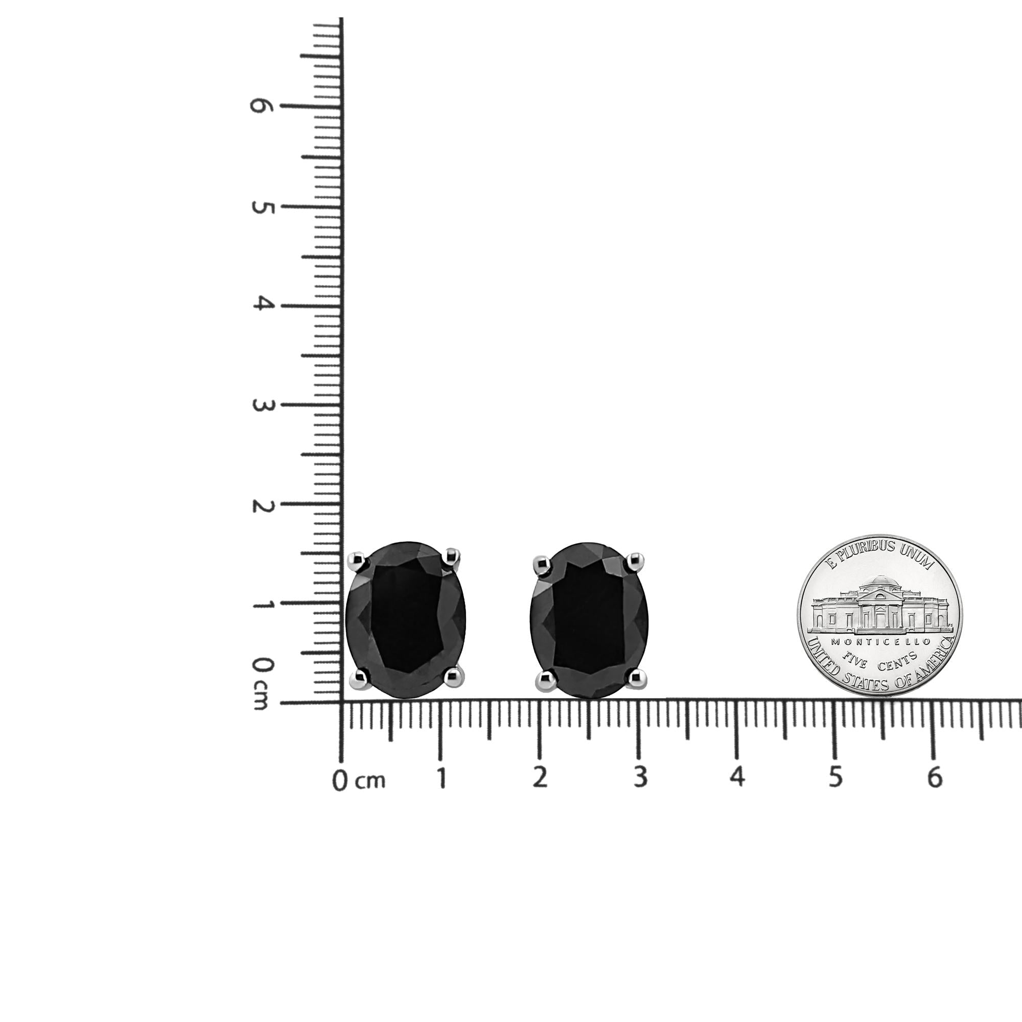 .925 Sterling Silver Prong Set Treated Black Oval Diamond Stud Earring (Black Color, I2-I3 Clarity) - Friggin Jewelry