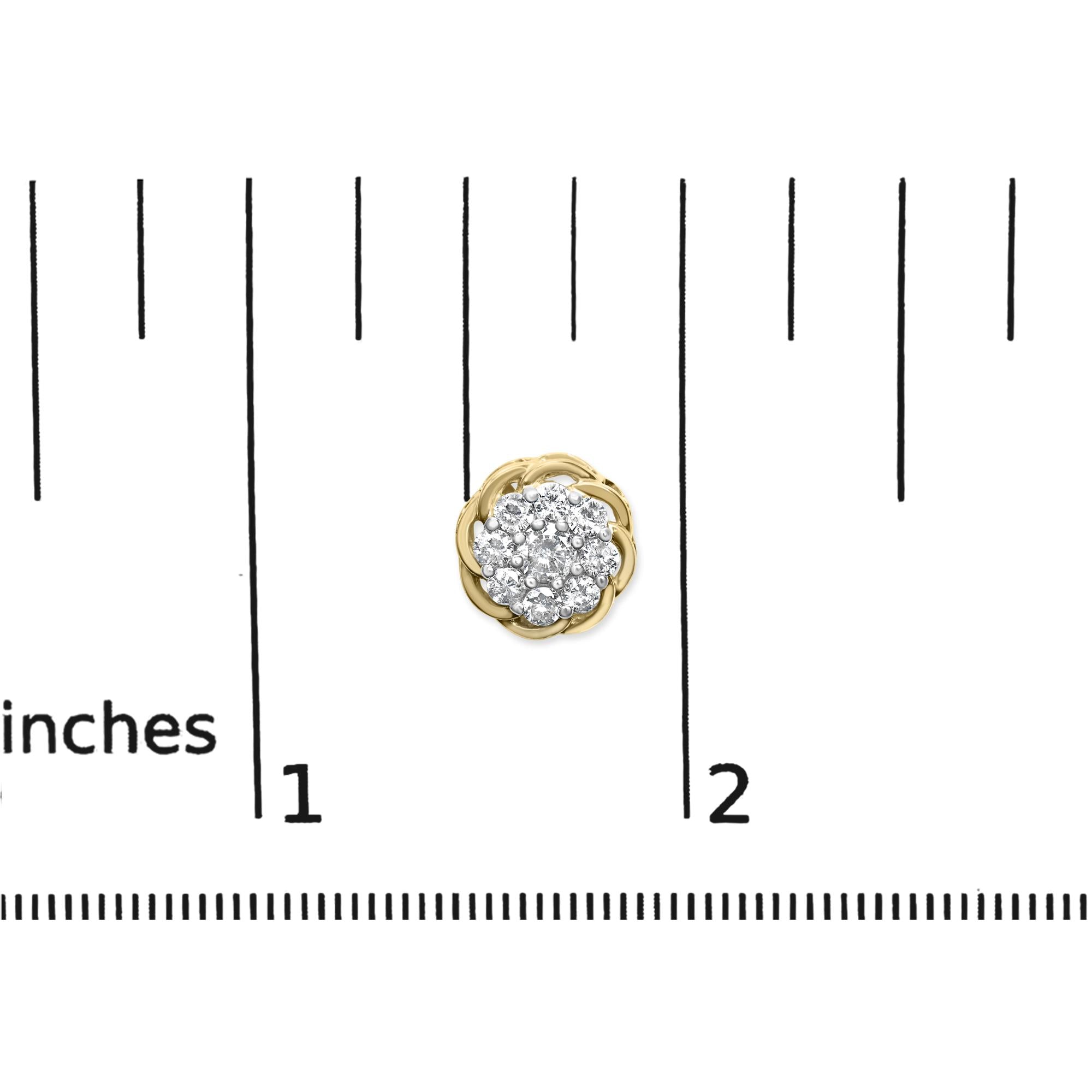 Aretes de plata de ley 925 bañados en oro amarillo de 10 quilates con diamantes de 1/2 quilates (color JK, claridad I2-I3) - Friggin Jewelry