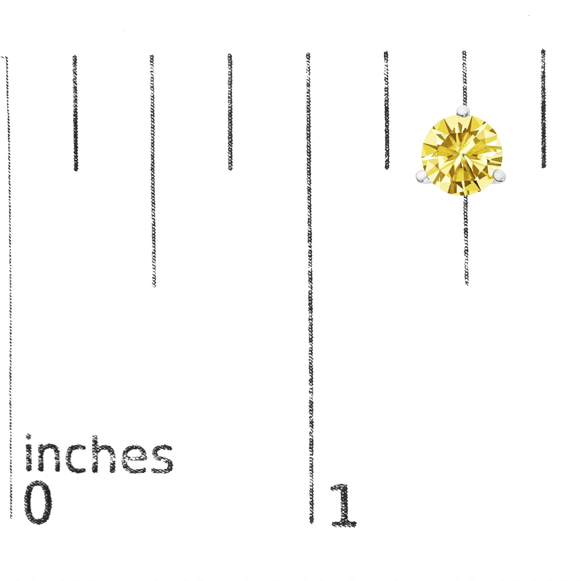 Orecchini a bottone con diamante solitario giallo incastonato in laboratorio a 3 punte in oro 14 carati - Friggin Jewelry