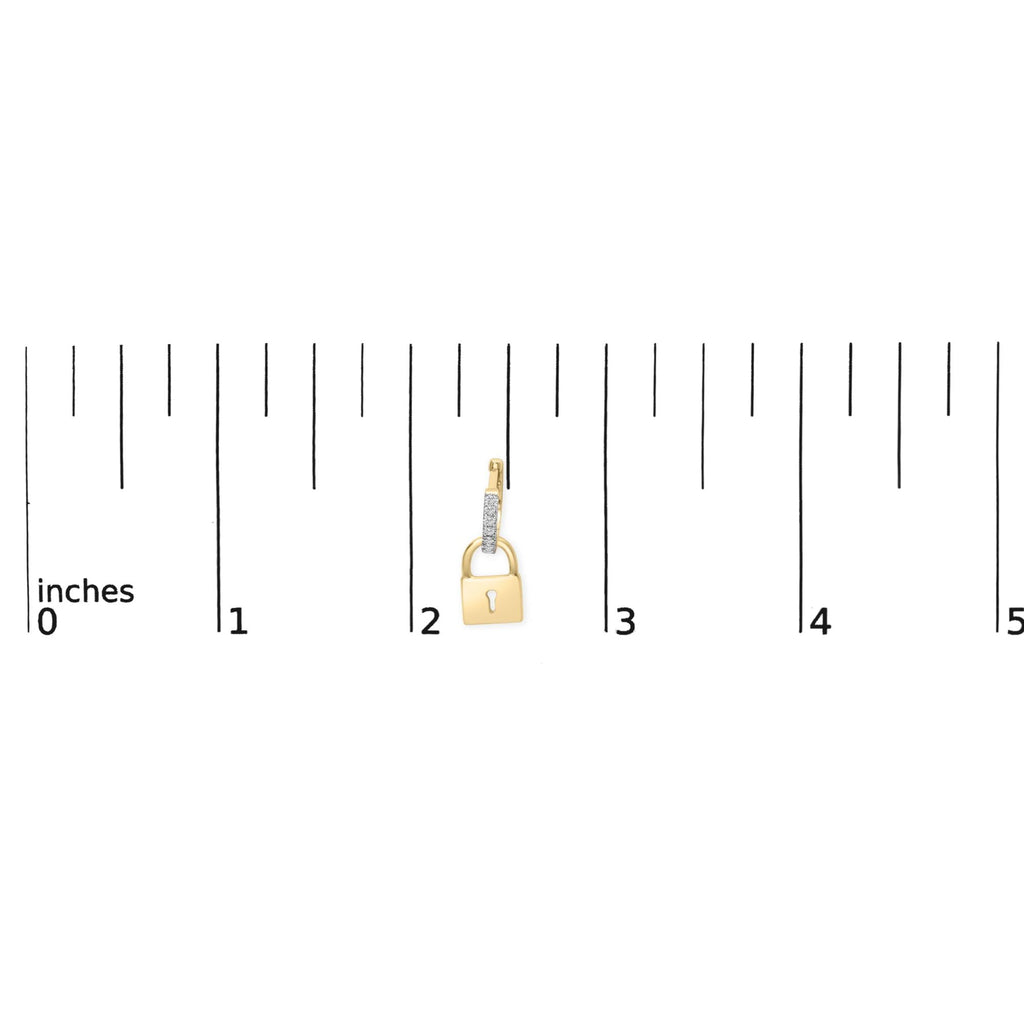 14K Yellow Gold Plated .925 Sterling Silver 1/6 Cttw Diamond Lock Hoop Earring (I-J Color, I3 Clarity) - Friggin Jewelry