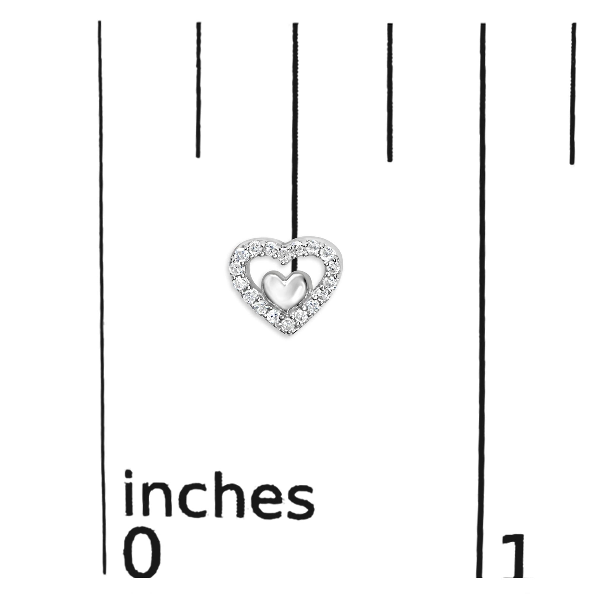 925 Sterling Silver 1/6 Cttw Diamond Open Double Heart Stud Earrings - Choice of Diamond Color - Friggin Jewelry