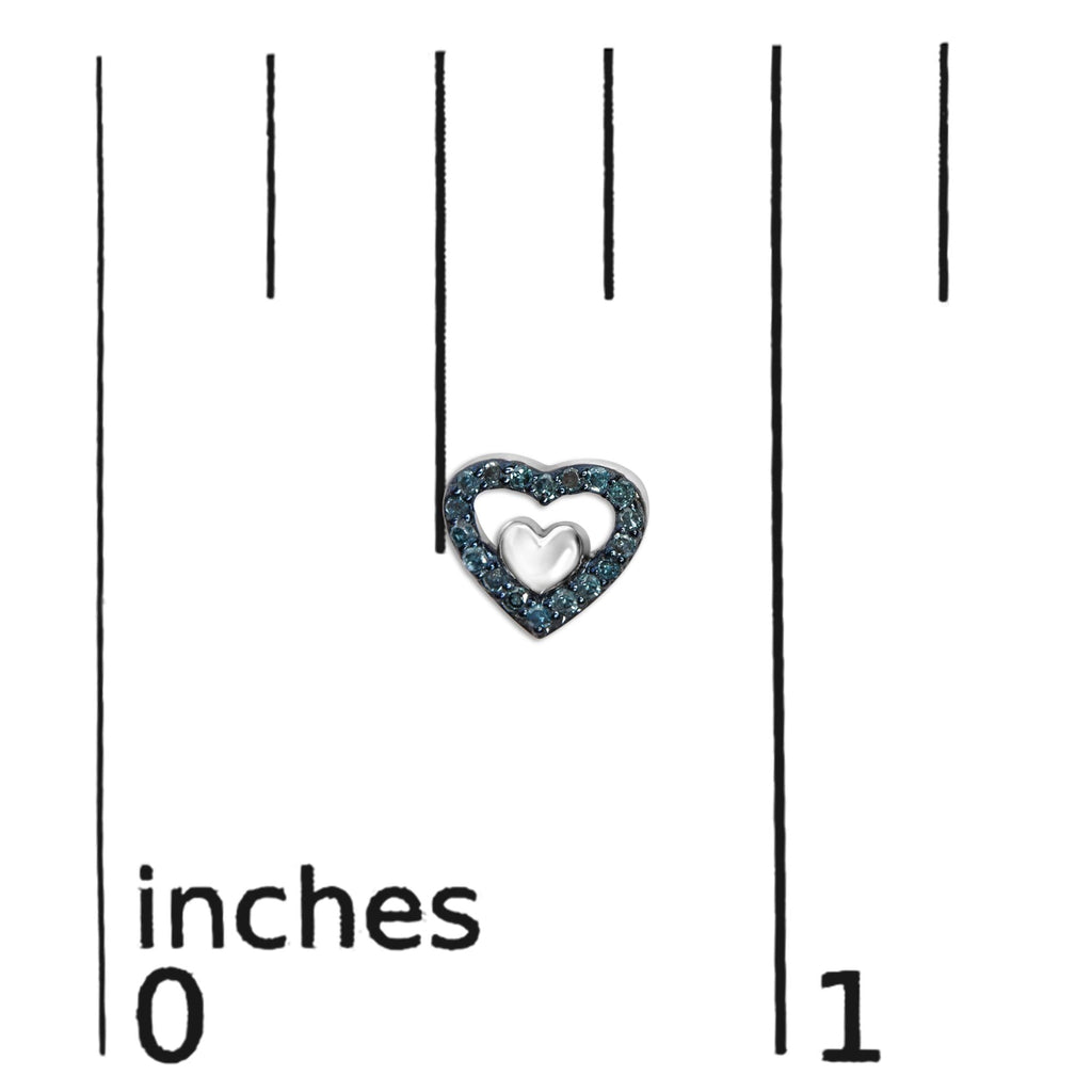 Pendientes de botón con doble corazón abierto de diamantes de 1/6 quilates en plata de ley 925 (color del diamante a elegir) - Friggin Jewelry