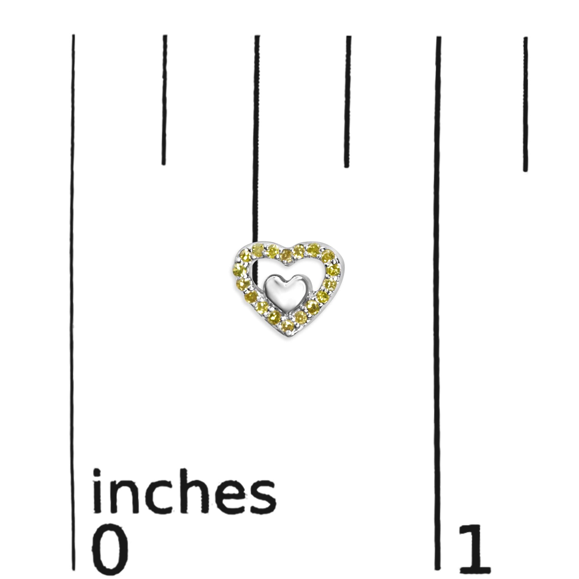 Pendientes de botón con doble corazón abierto de diamantes de 1/6 quilates en plata de ley 925 (color del diamante a elegir) - Friggin Jewelry