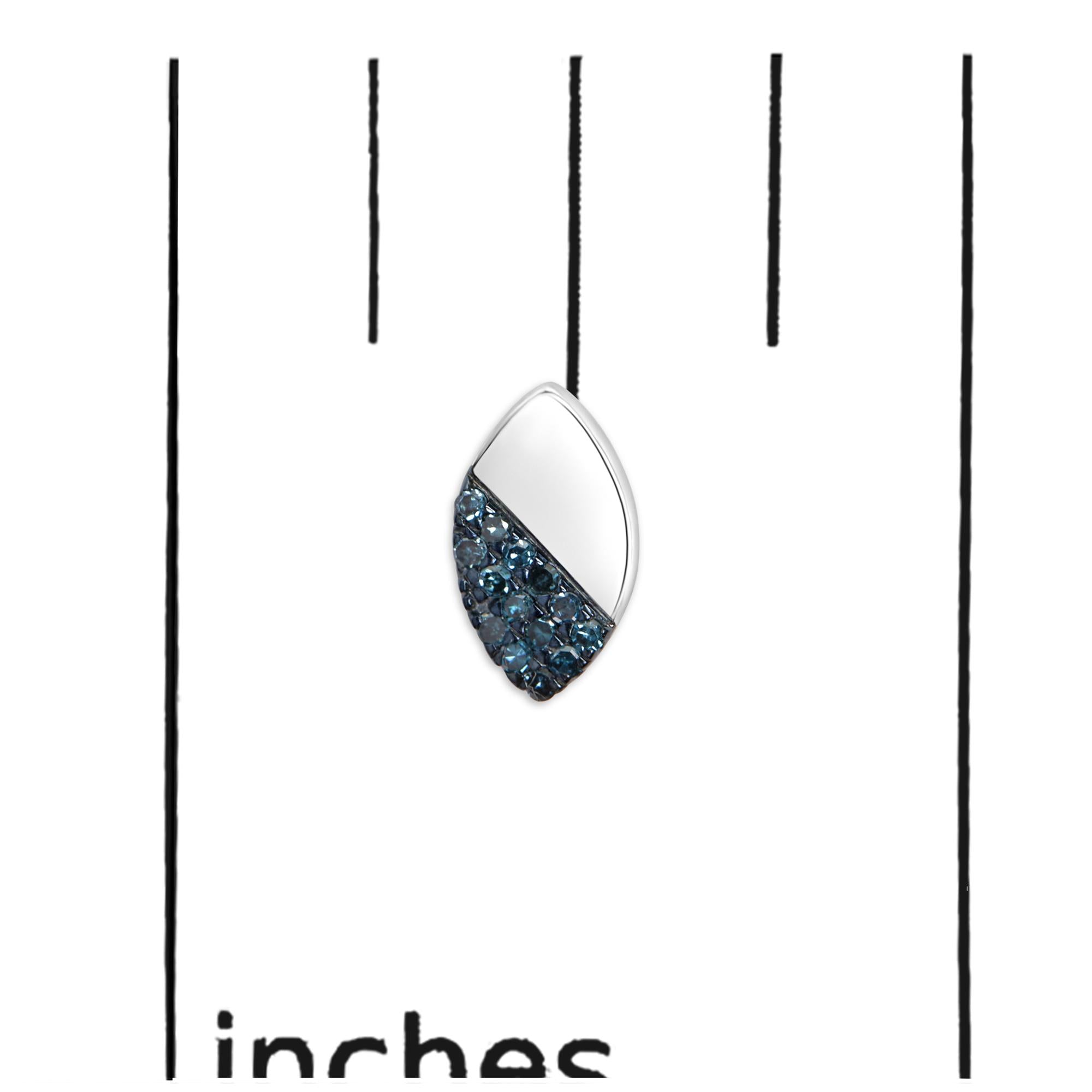 Pendientes de plata de ley 925 con forma de pera, de 1/6 quilates, con diamante azul y pulido espejo (color azul tratado, claridad I2-I3) - Friggin Jewelry