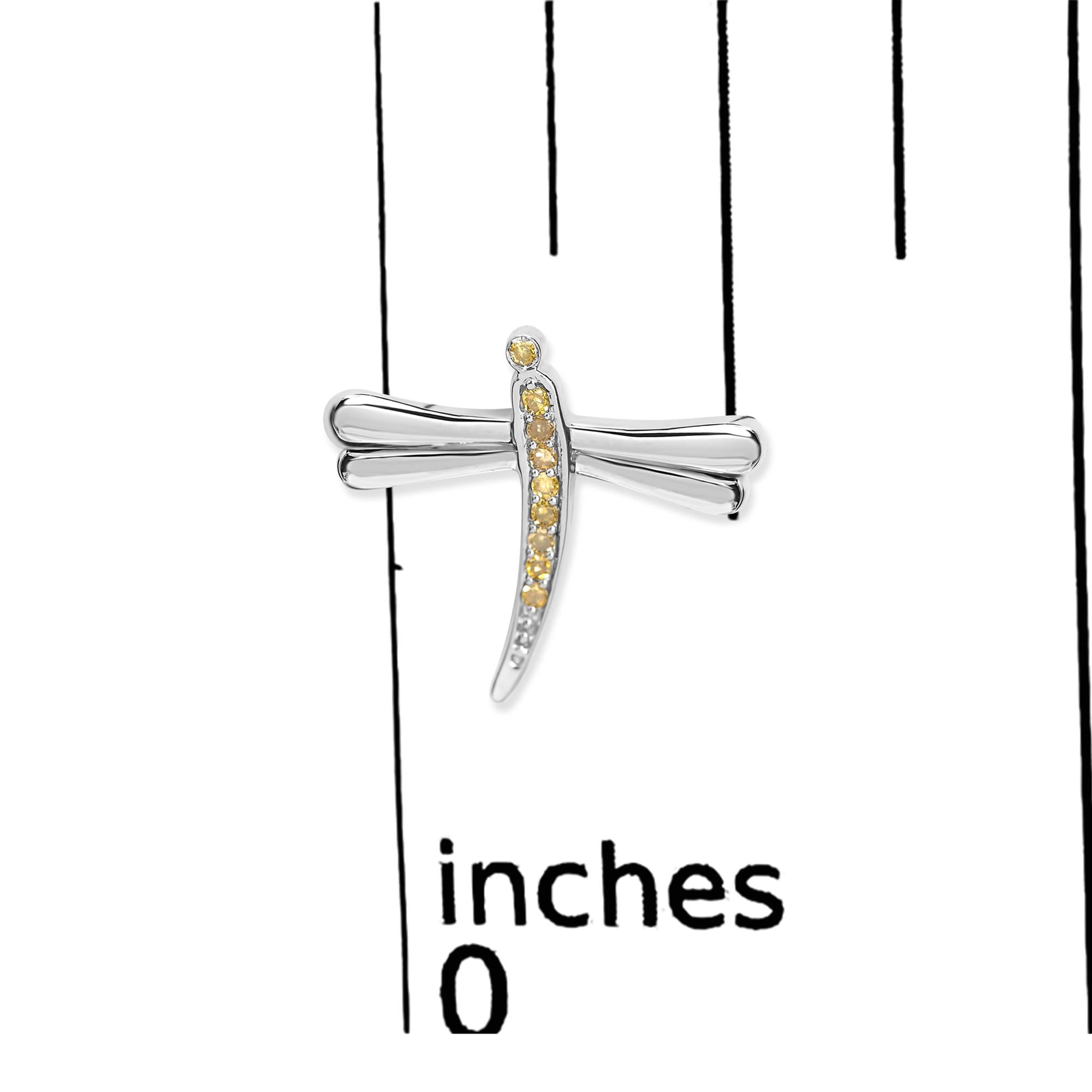 Pendientes de libélula con detalles de diamantes amarillos en plata de ley 925 (color amarillo, claridad I2-I3) - Friggin Jewelry