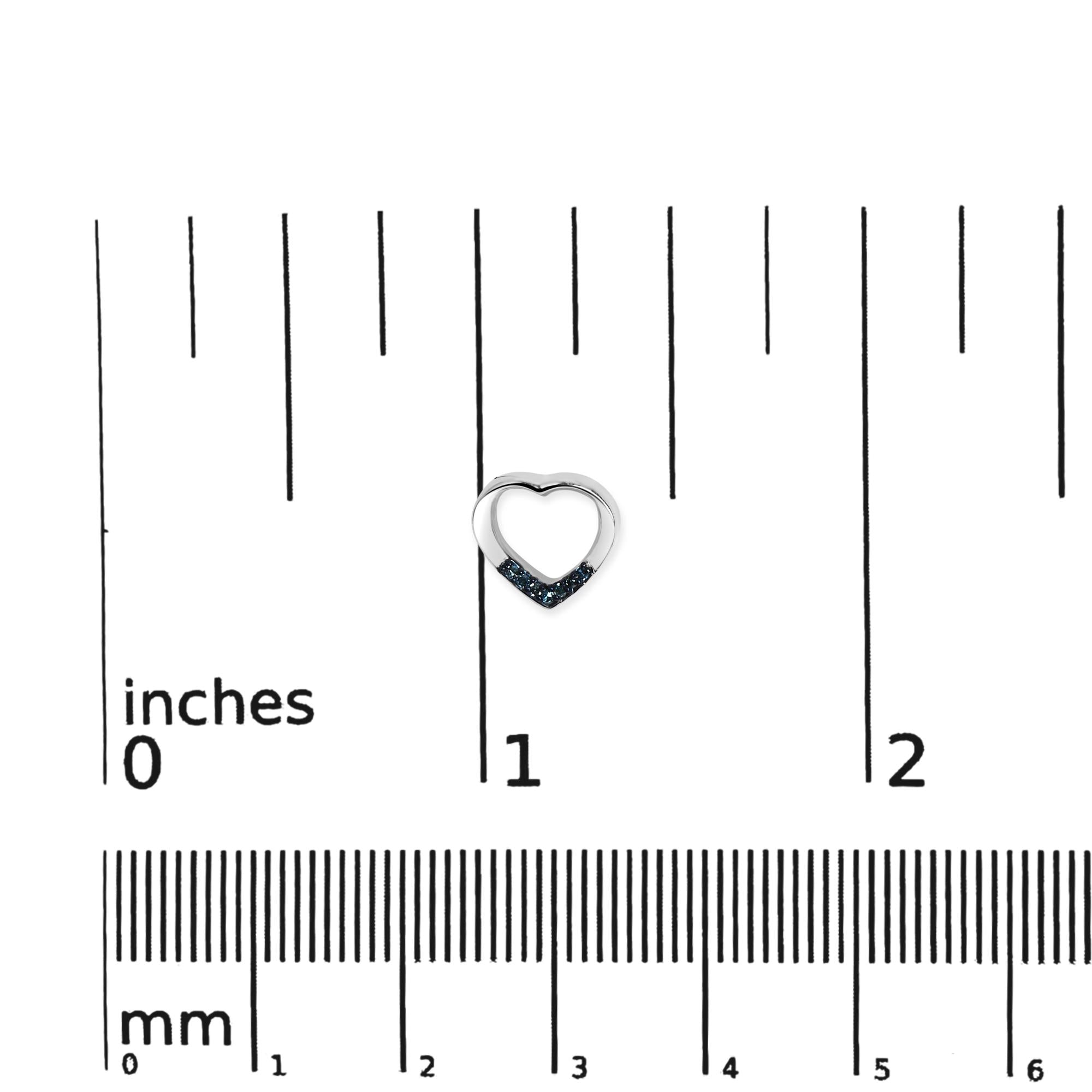 .925 Sterling Silver Blue Diamond Accent Open Heart Stud Earrings (Blue Color, SI1-SI2 Clarity) - Friggin Jewelry