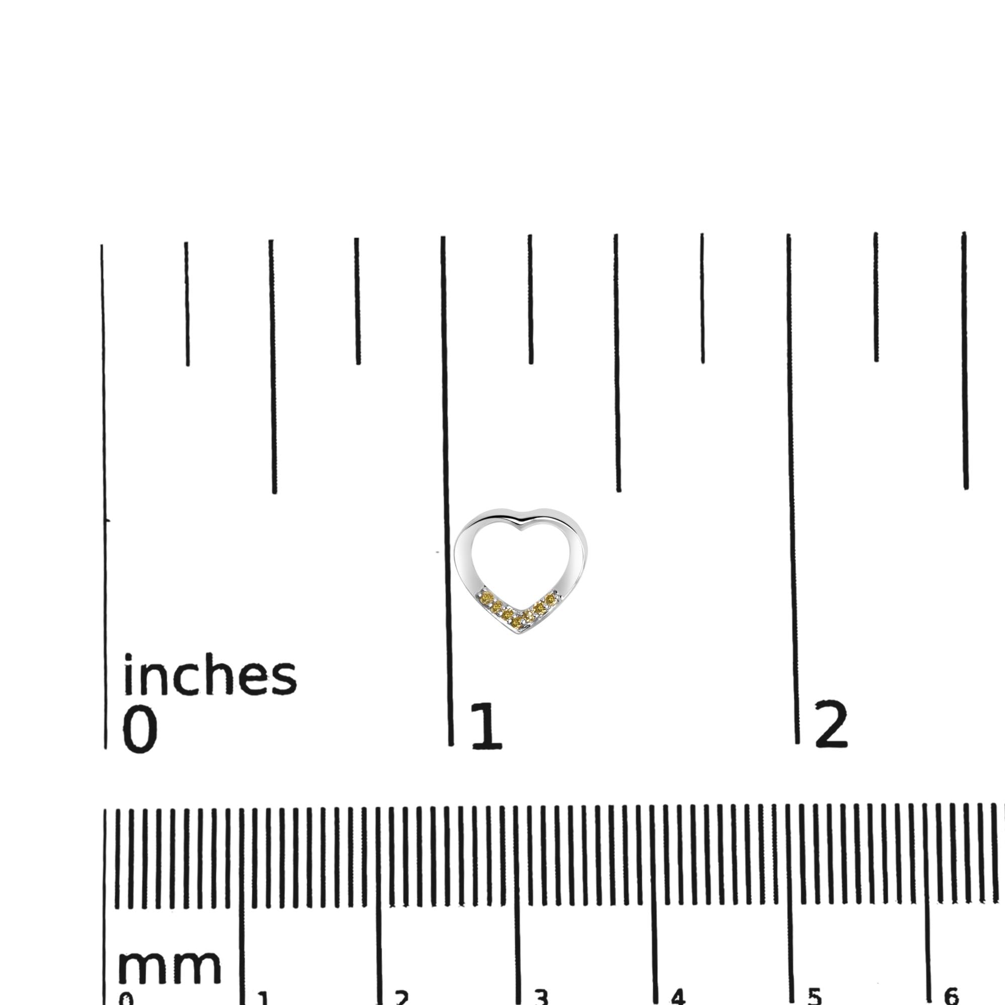 .925 Sterling Silver Yellow Diamond Accent Open Heart Stud Earrings (Yellow Color, SI1-SI2 Clarity) - Friggin Jewelry