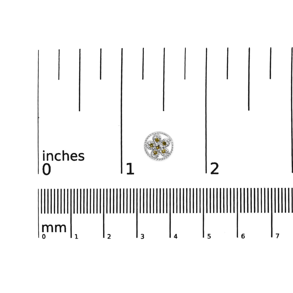 Orecchini a perno in argento sterling 925 con diamanti gialli e stella in stile Milgrain (colore giallo, purezza I2-I3) - Friggin Jewelry