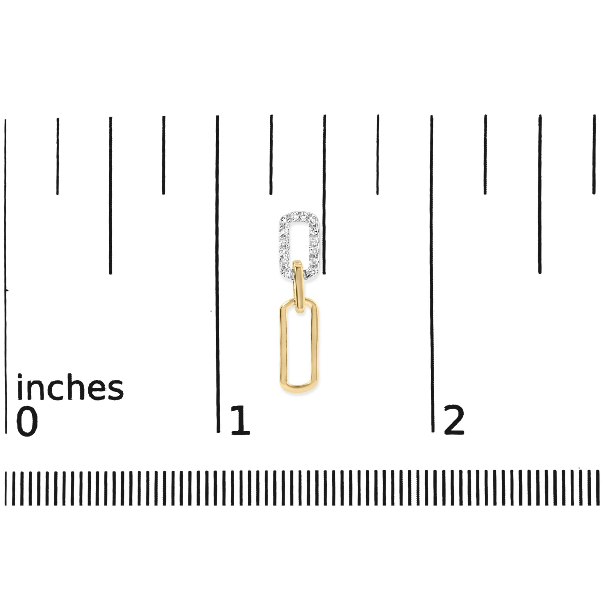 14K Yellow Gold 1/10 Cttw Diamond Studded Paperclip Drop and Dangle Earrings (I-J Color, SI1-SI2 Clarity) - Friggin Jewelry