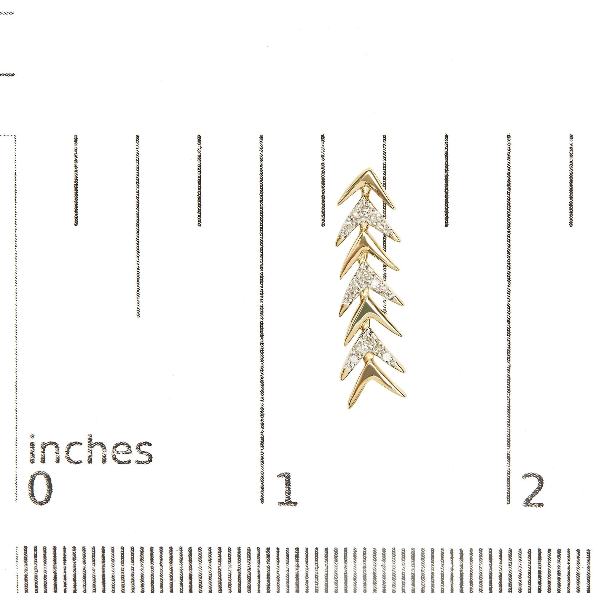 18K Yellow Gold Plated .925 Sterling Silver 1/5 Cttw Diamond Chevron Arrow Stud Earring (I-J Color, I2-I3 Clarity) - Friggin Jewelry