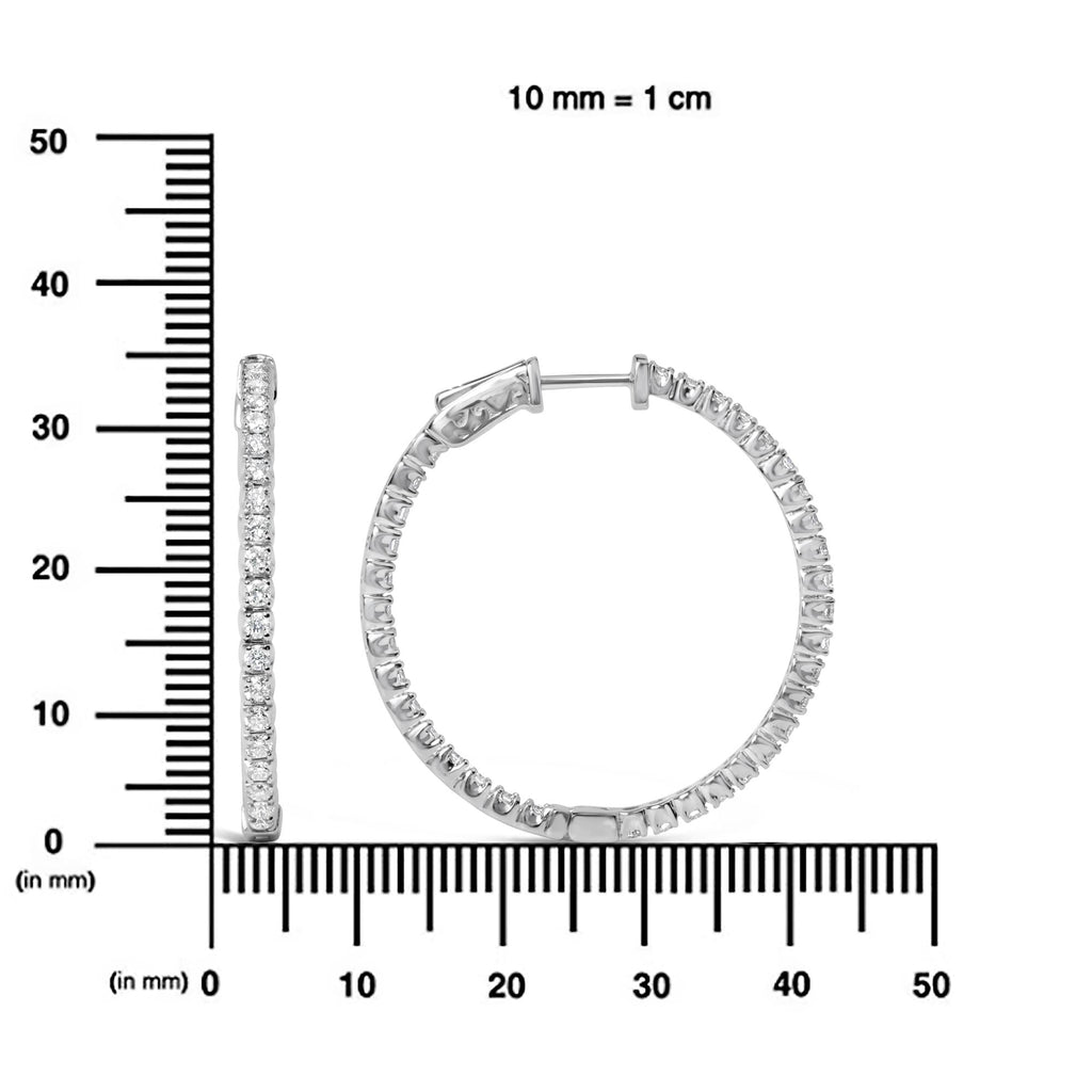 Orecchini a cerchio in oro bianco 14 carati con diamanti coltivati ​​in laboratorio da 1 3/4 carati (colore GH, purezza VS2-SI1) - Friggin Jewelry