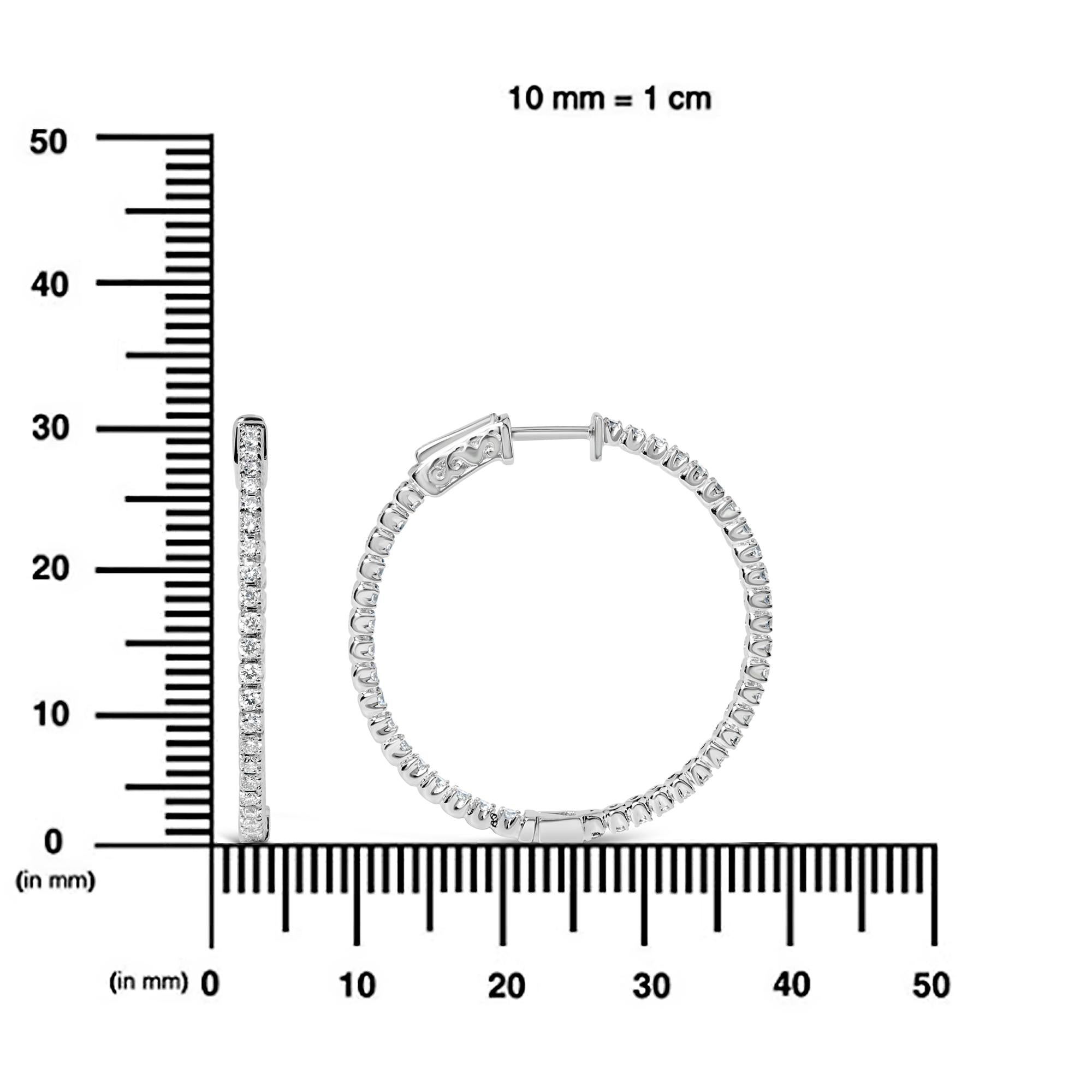 Orecchini a cerchio in oro bianco 14 carati con diamanti coltivati ​​in laboratorio da 1 1/2 carati (colore GH, purezza VS2-SI1) - Friggin Jewelry