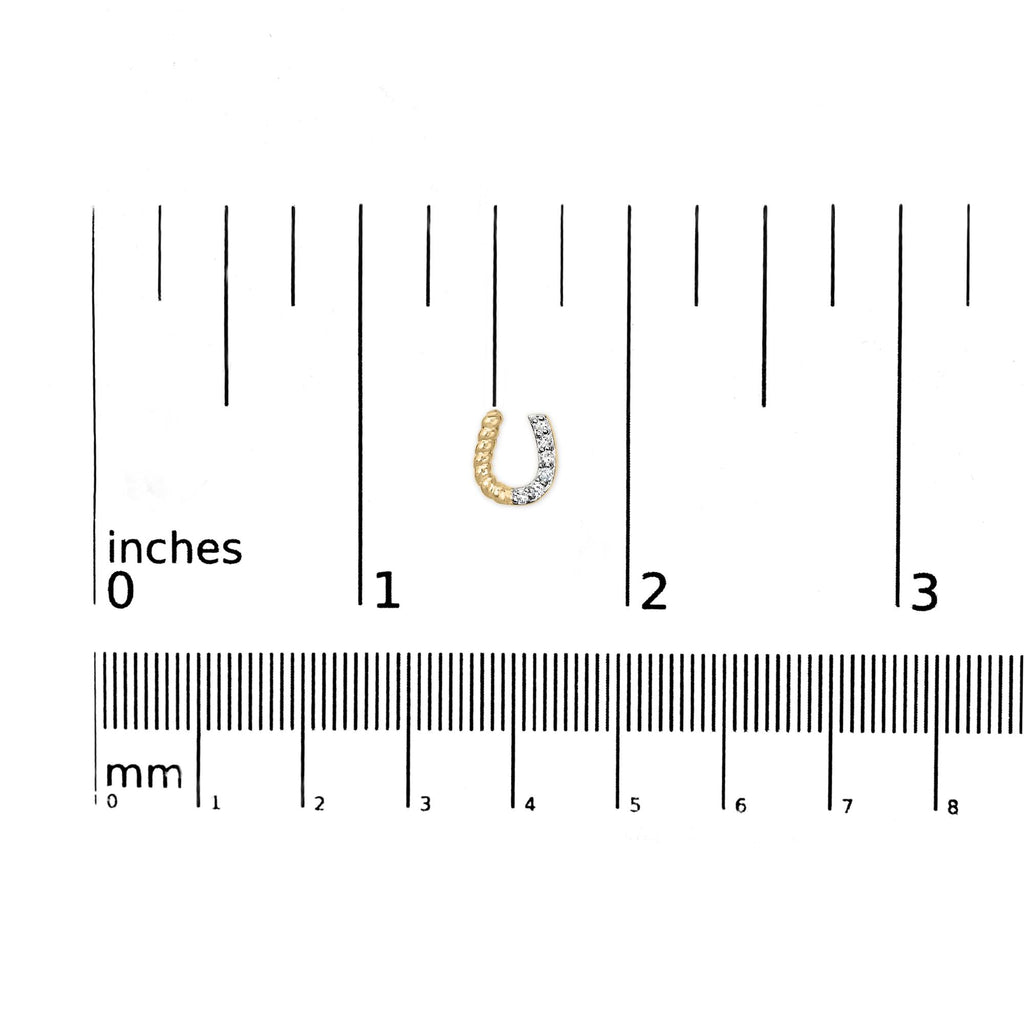 10K Yellow Gold 1/10 Cttw Braided Horseshoe Stud Earrings (H-I Color, SI1-SI2 Clarity) - Friggin Jewelry