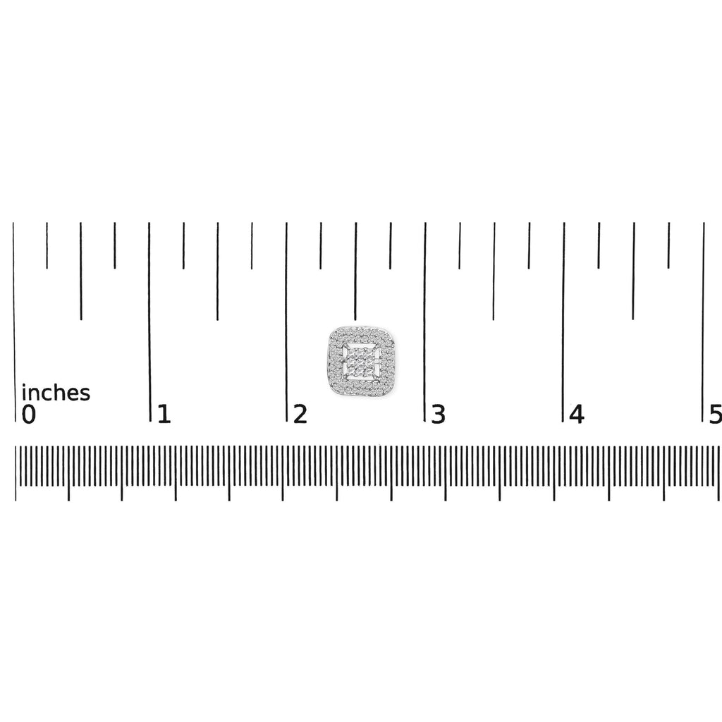 Orecchini a bottone in oro bianco 10 carati con diamanti compositi e alone da 1,00 ct (colore IJ, purezza I1-I2) - Friggin Jewelry