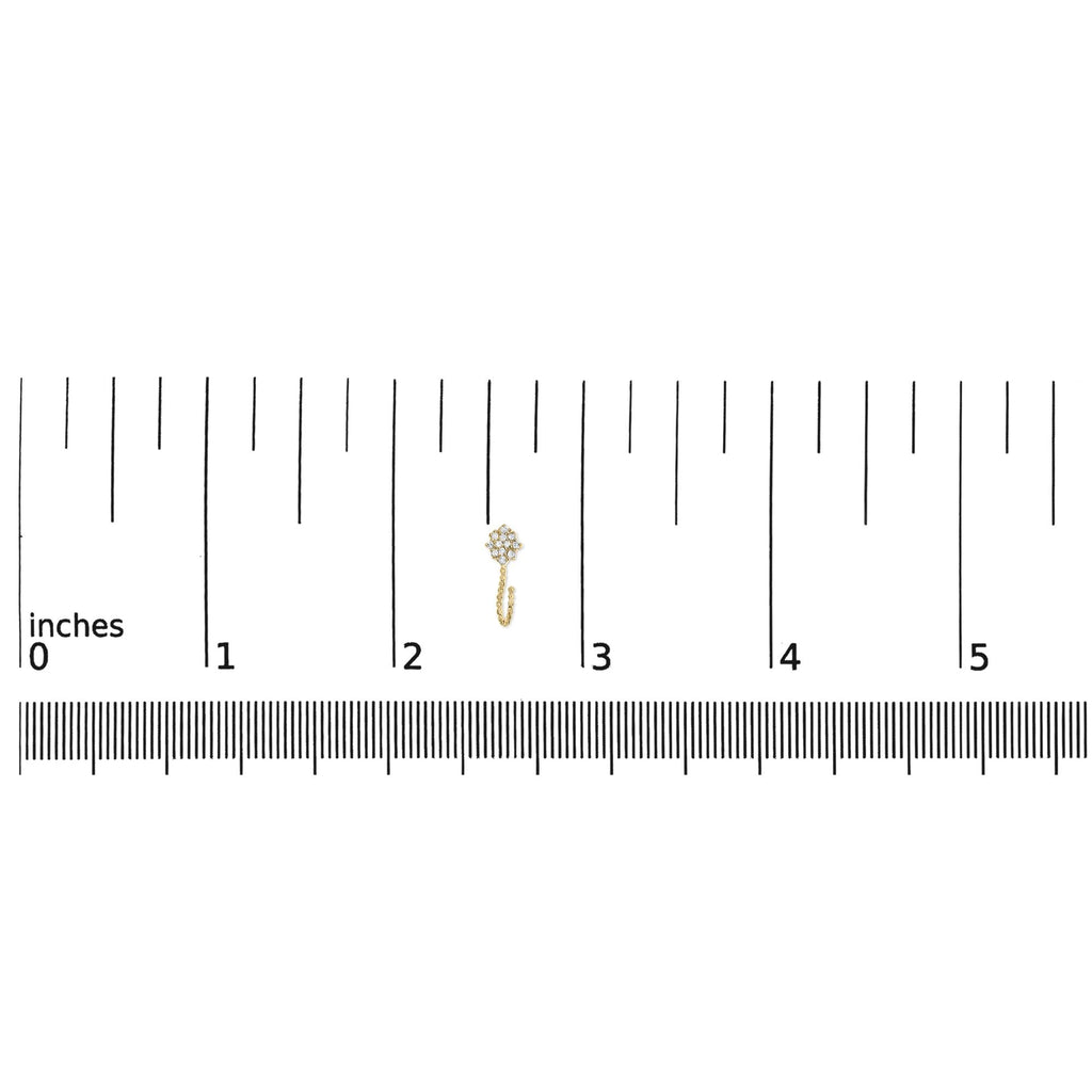 14K Yellow Gold Plated .925 Sterling Silver 1/10 Cttw Diamond Floral Cluster and Beaded Hoop Stud Earrings (H-I Color, I1-I2 Clarity) - Friggin Jewelry