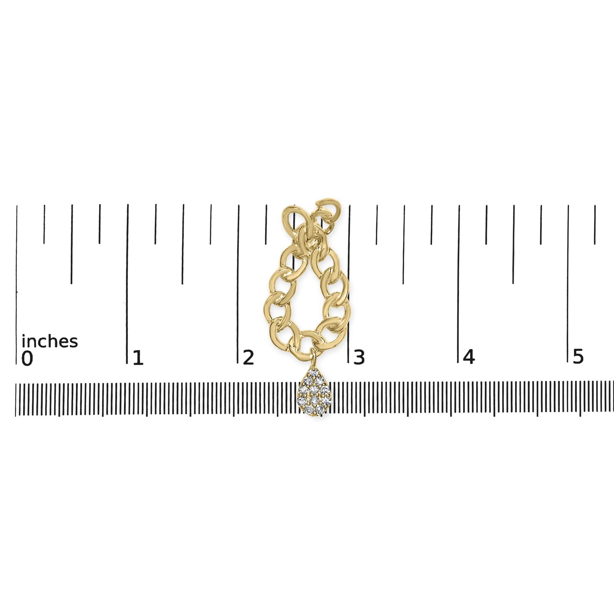 Pendientes colgantes de cadena con eslabones de diamantes de 1/10 quilates en plata de ley 925 bañada en oro amarillo de 14 quilates (color HI, claridad I1-I2) - Friggin Jewelry
