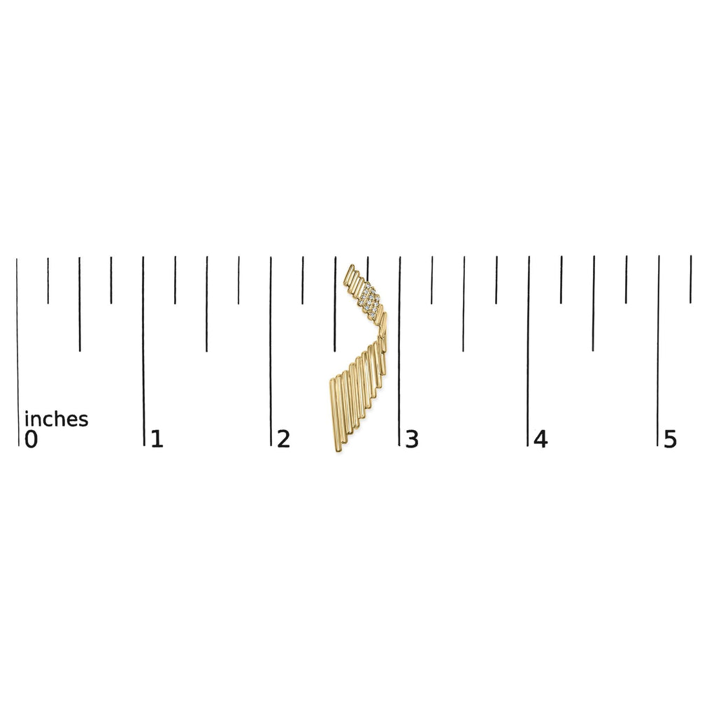 Pendientes colgantes con detalles de diamantes esculpidos en plata de ley 925 bañada en oro amarillo de 14 quilates (color HI, claridad I1-I2) - Friggin Jewelry