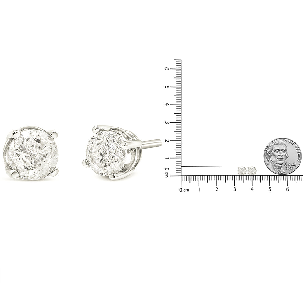 14K White Gold 3/4 Cttw Lab Grown Diamond 4-Prong Classic Stud Earrings (F-G Color, VS2-SI1 Clarity) - Friggin Jewelry