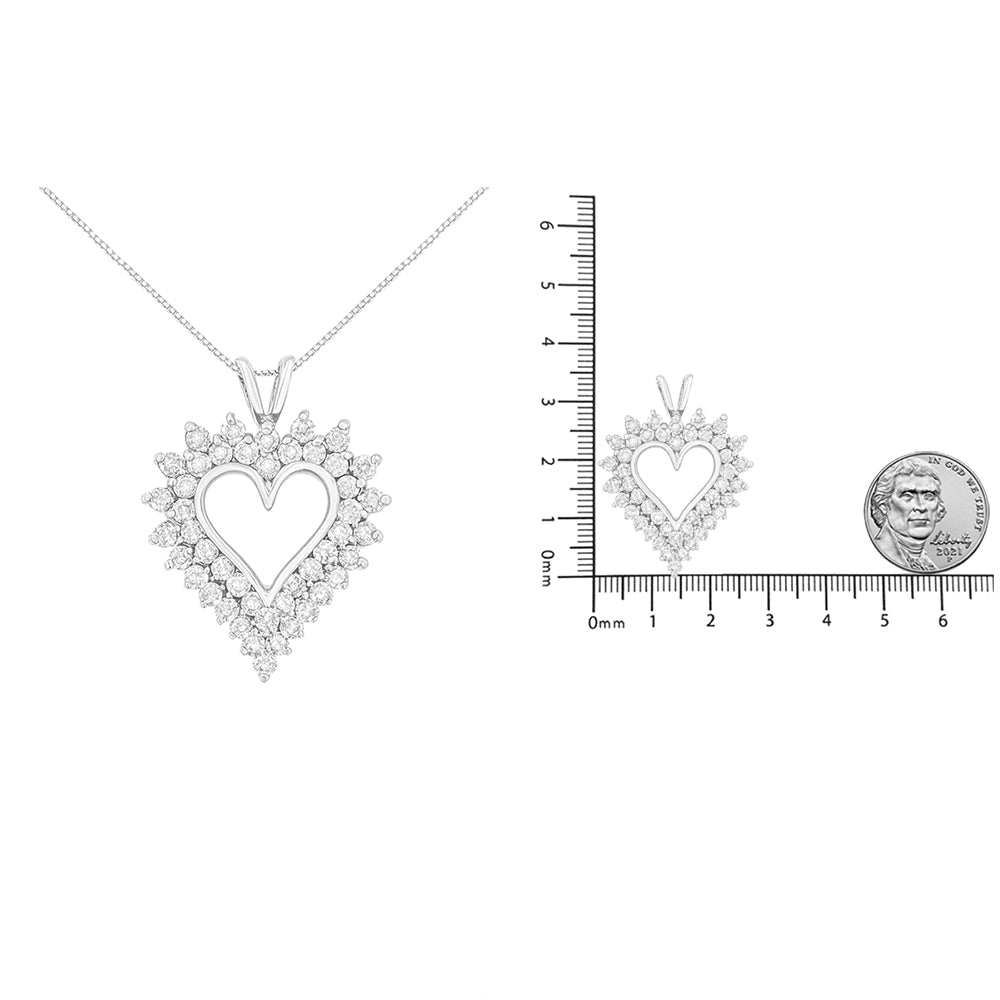 Collar con colgante de corazón de 45 cm en plata de ley 925 con 3,00 quilates de diamantes de talla redonda (color KL, claridad I1-I2) - Friggin Jewelry