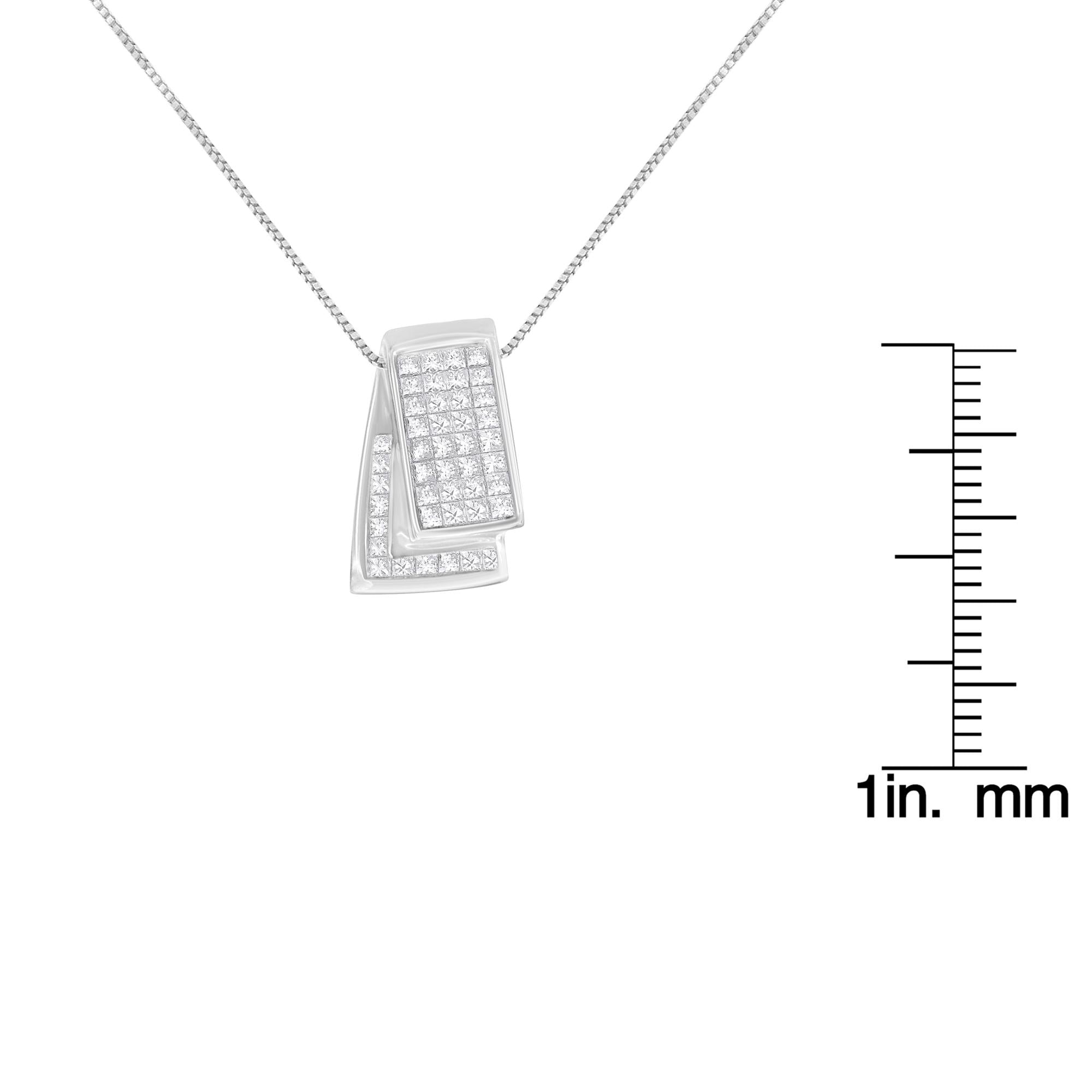 14K Gold 1.0 Cttw Princess Cut Diamond Two Tone Foldover Box Pendant 18” Box Chain Necklace (H-I Color, SI2-I1 Clarity) - Friggin Jewelry