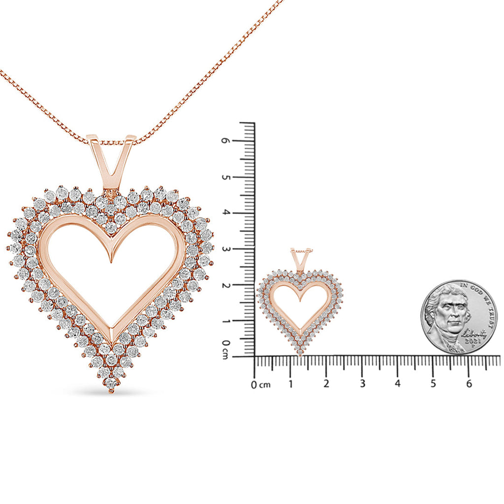 .925 Sterling Silver Diamond Heart 18" Pendant Necklace (I-J Color, I2-I3 Clarity) - Friggin Jewelry