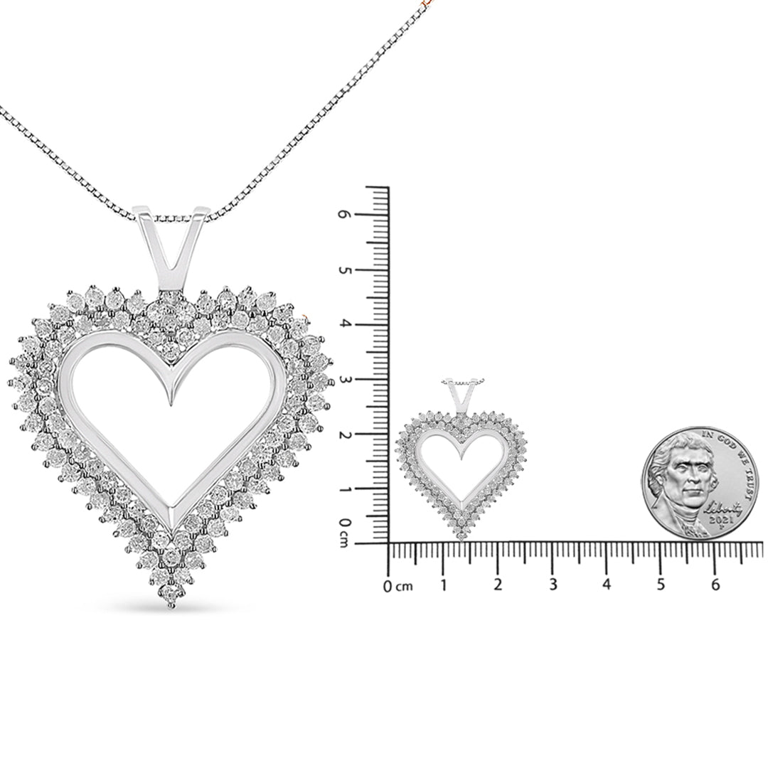 .925 Sterling Silver Diamond Heart 18" Pendant Necklace (I-J Color, I2-I3 Clarity) - Friggin Jewelry