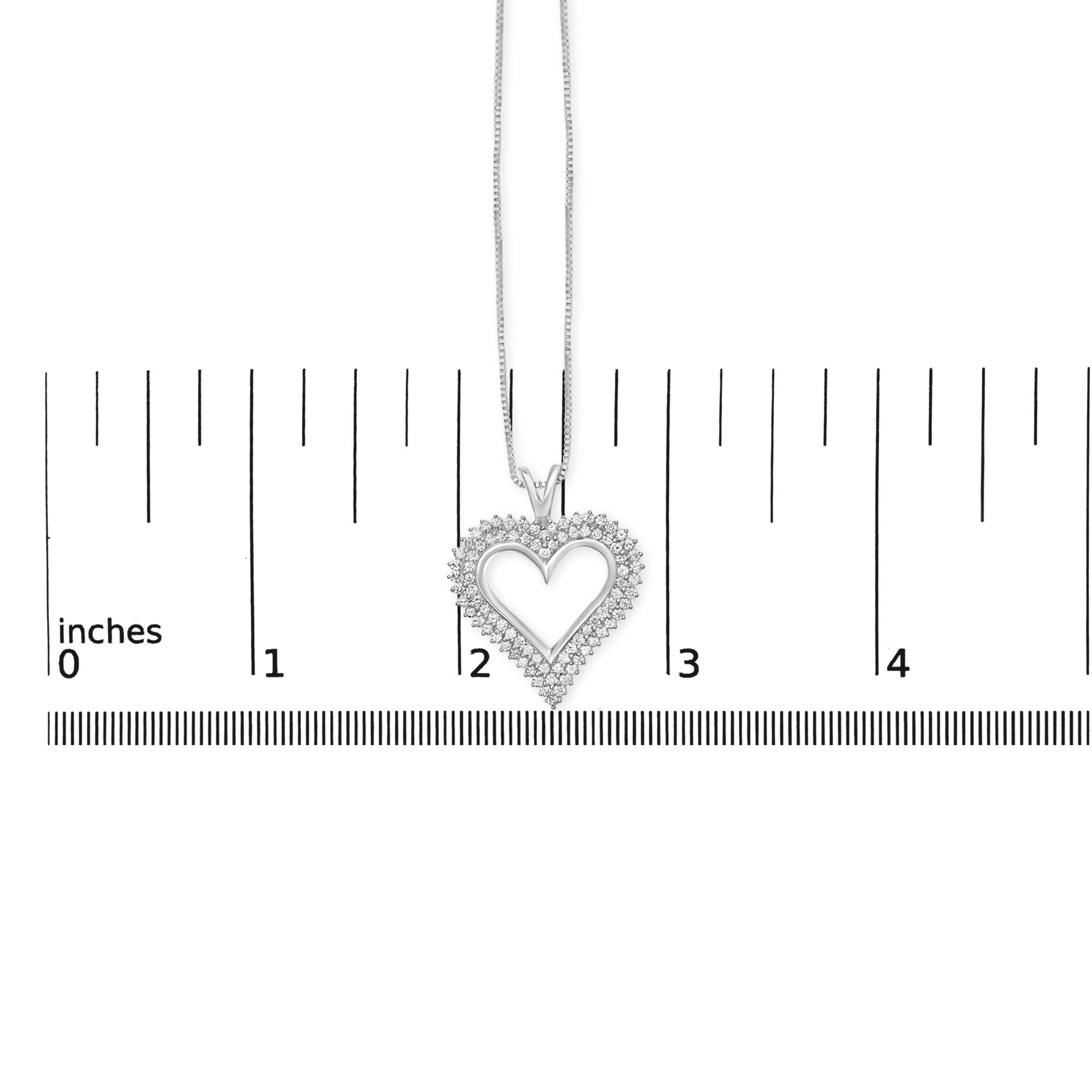 .925 Sterling Silver Diamond Heart 18" Pendant Necklace (I-J Color, I2-I3 Clarity) - Friggin Jewelry