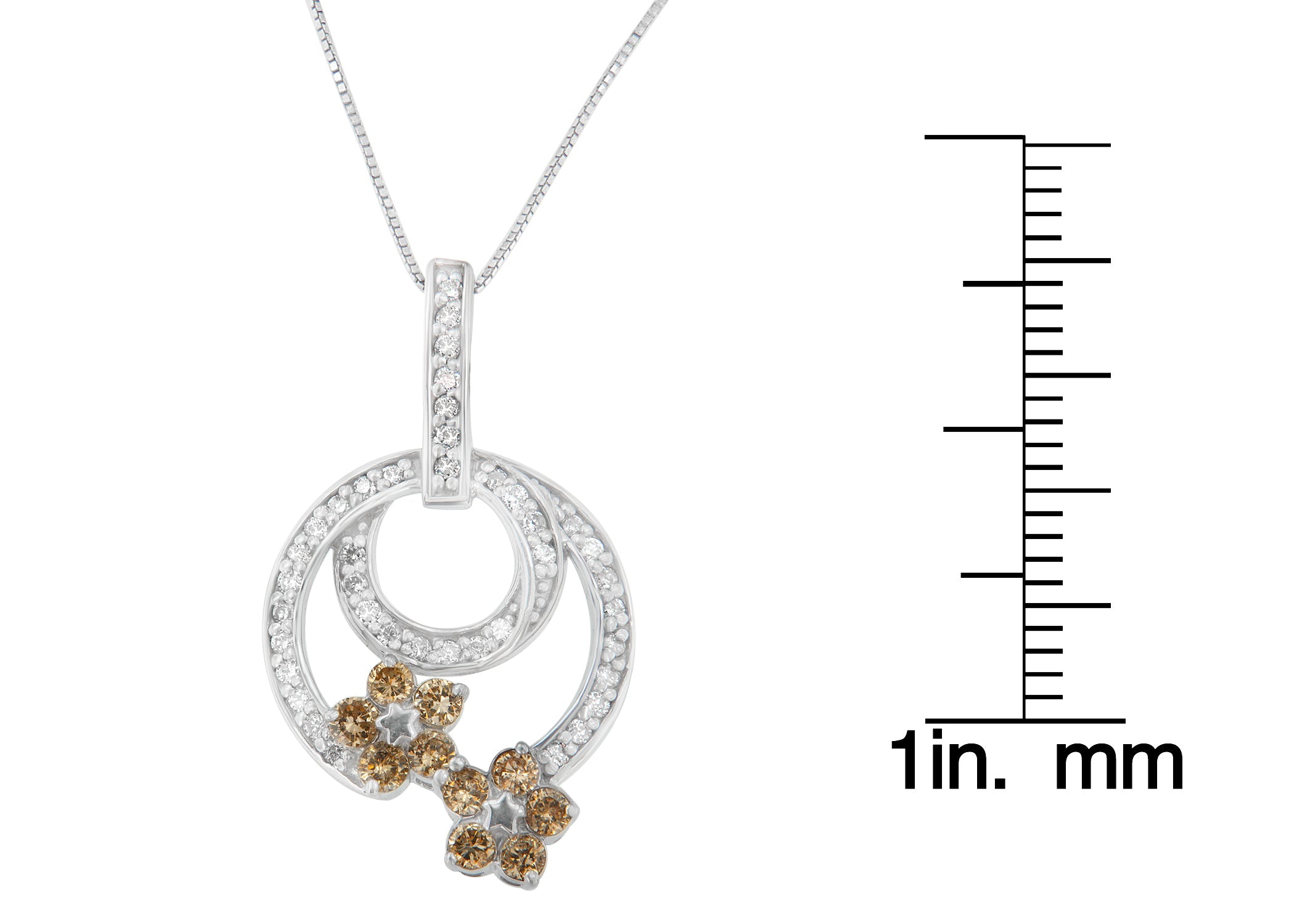 .925 Sterling Silver 1 cttw Round Cut Diamond Floral Garden Pendant Necklace (H-I, I1-I2) - Friggin Jewelry