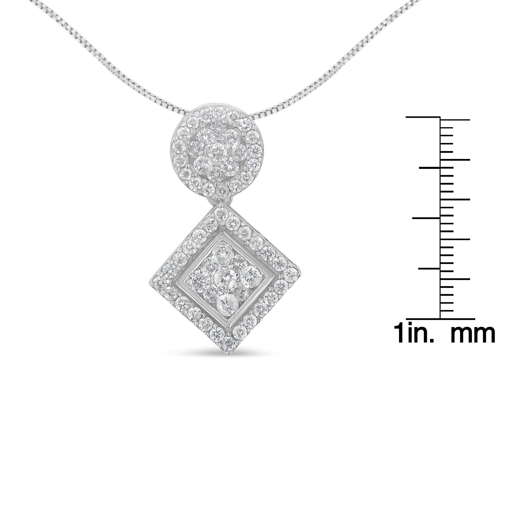 14K White Gold 1 cttw Diamond Pendant Necklace (H-I, I1-I2) - Friggin Jewelry Premium
